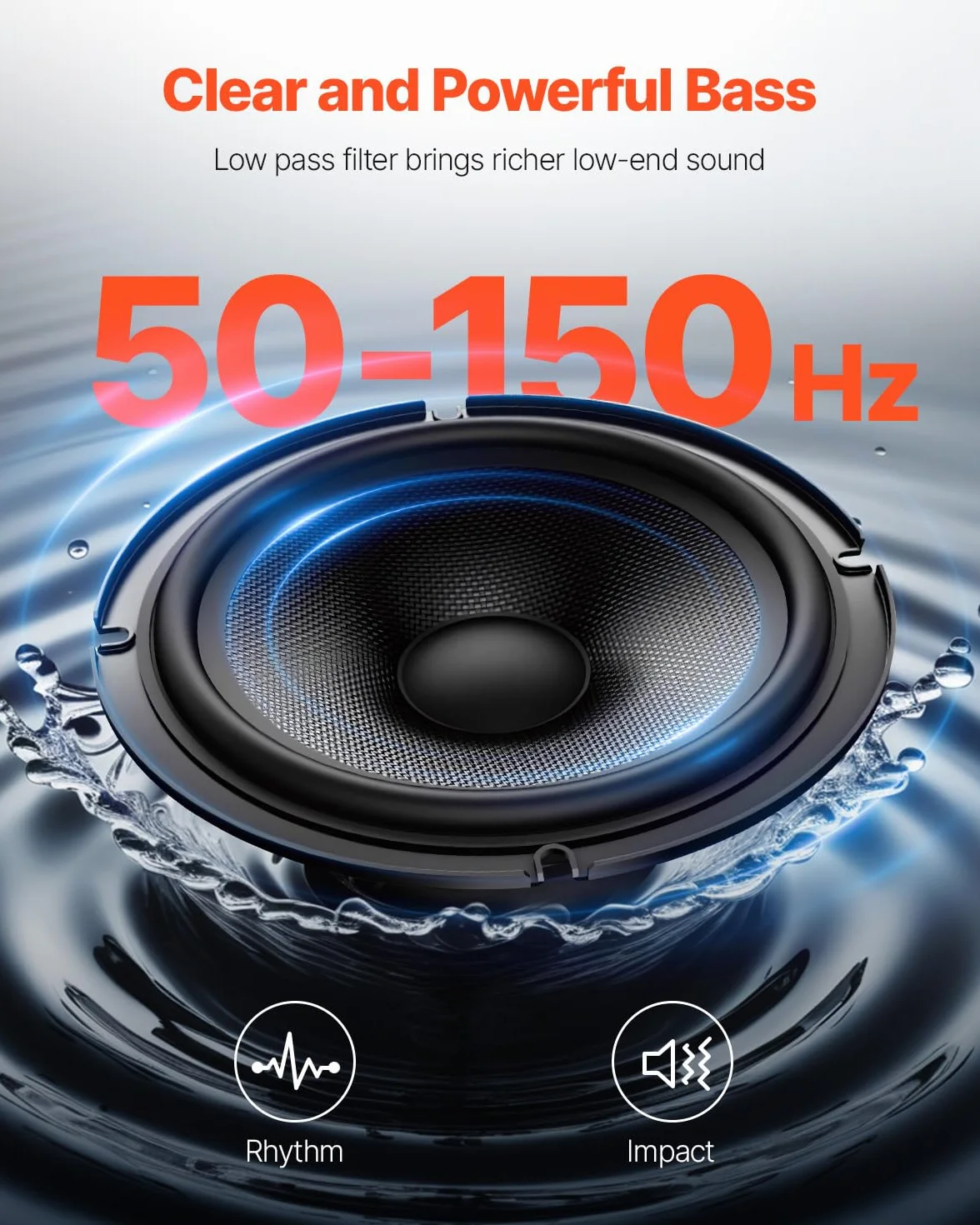 VEVOR Subwoofer 400 W 254 mm sottile con amplificatore integrato ingresso alto/basso controllo volume per camion SUV