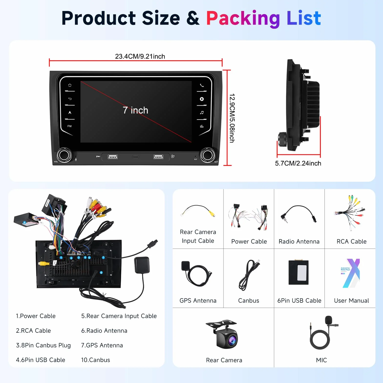 Hodozzy 2GB+64GB Android Autoradio per Audi A4 S4 RS4 B5 B6 B7 Seat Exeo con Wireless Carplay Android Auto, 7 Pollici Touchscreen Stereo 2 Din Schermo con GPS Wifi Bluetooth DSP FM/RDS con Telecamera