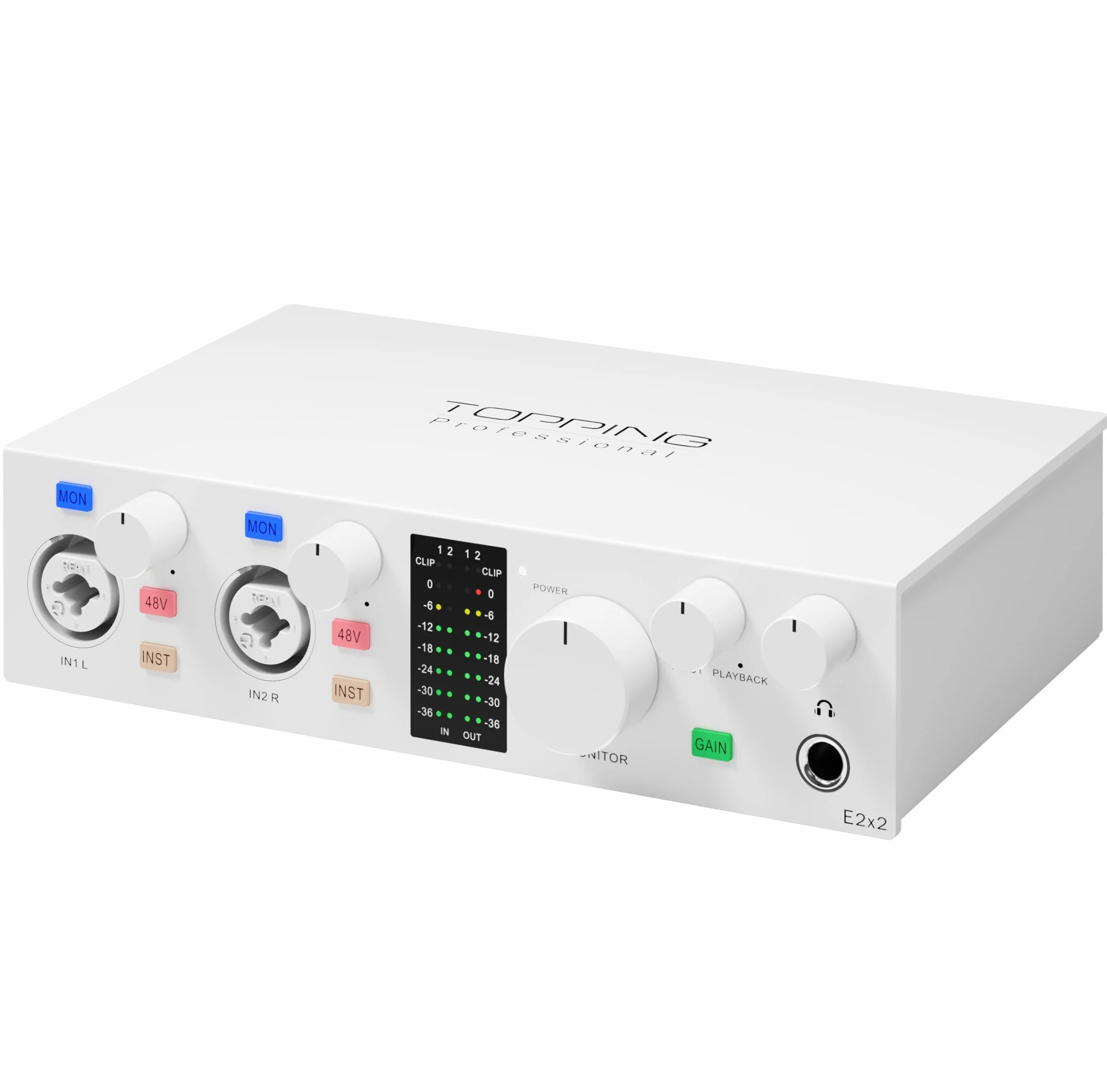 Topping Professional E2x2 Interfaccia Audio USB Modulo Preamplificatore Microfono Bianco