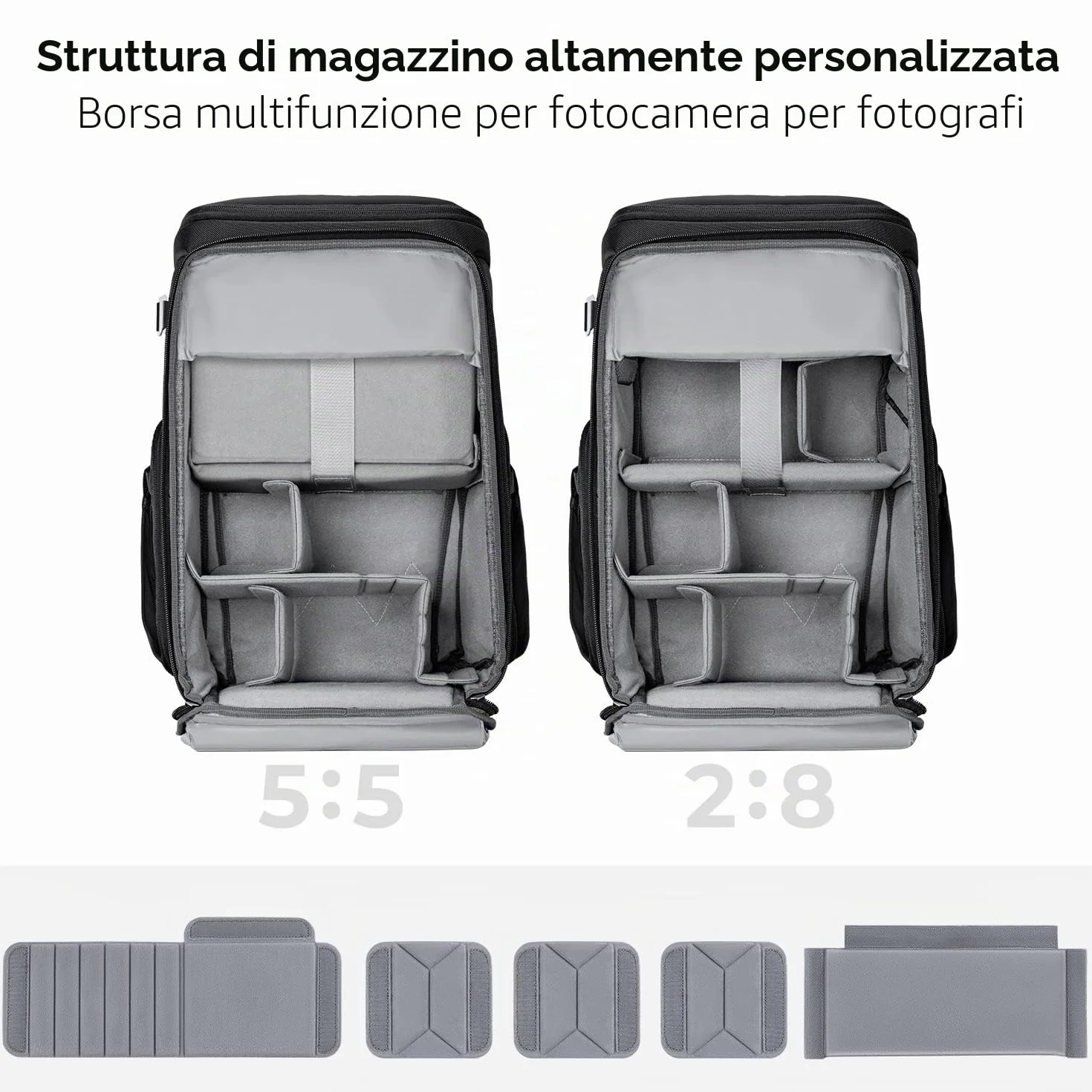 K&F CONCEPT Zaino per fotocamera professionale, borsa impermeabile di grande capacità per fotocamera reflex digitale con scomparto per laptop 16 Pollici-Nero