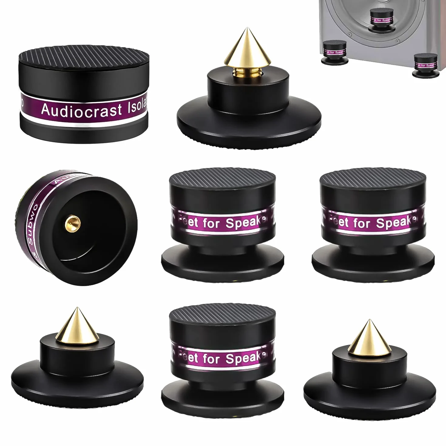 Tertullus Set 4 picchetti regolabili altezza subwoofer altoparlanti carico 50 kg