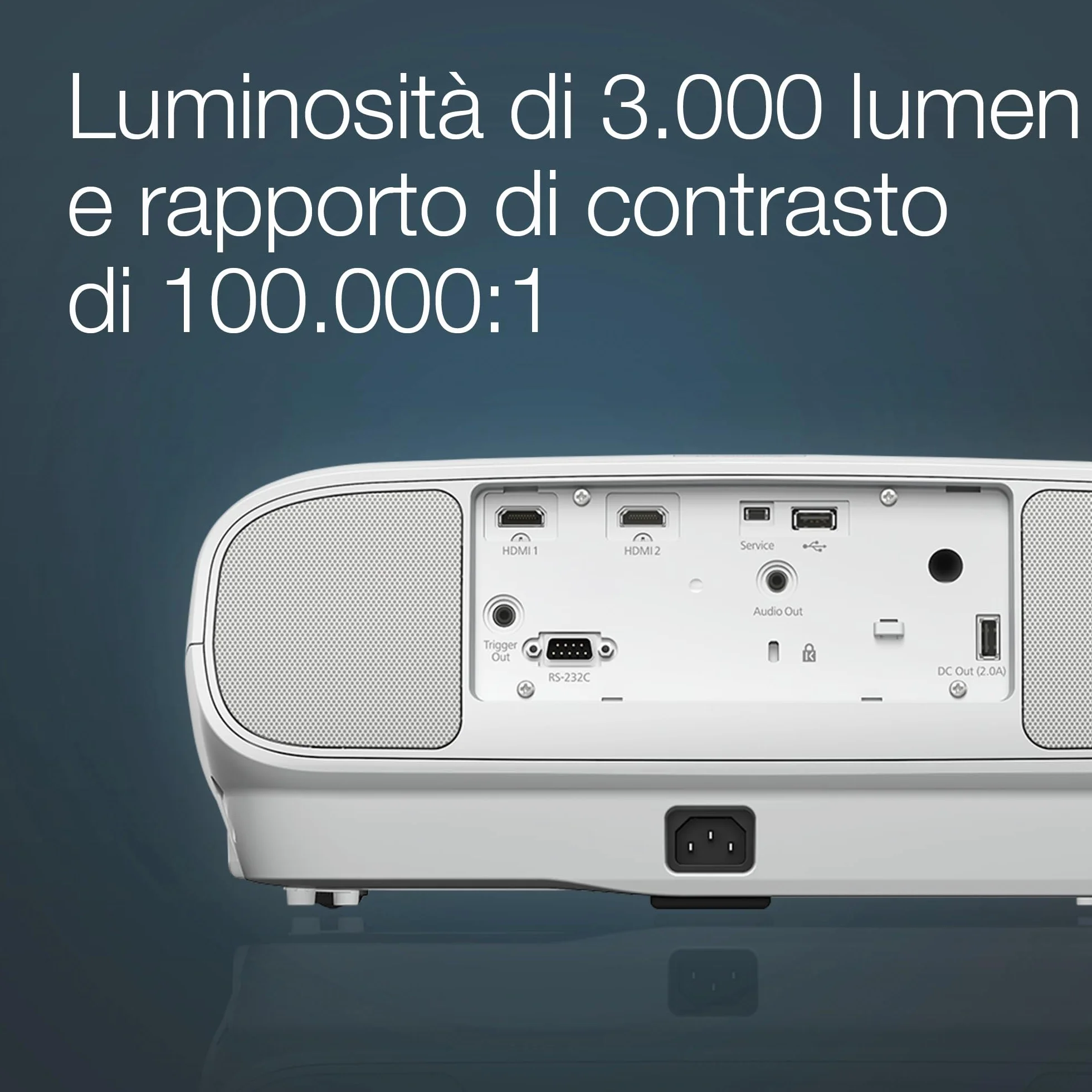 Epson EH-TW7100 | Videoproiettore 4K PRO-UHD | 3.000 lumen | 3LCD | Display da 500” | Streaming facile da dispositivo con 2 porte HDMI | Altoparlante stereo 10W | Per uso domestico e gaming | Bianco