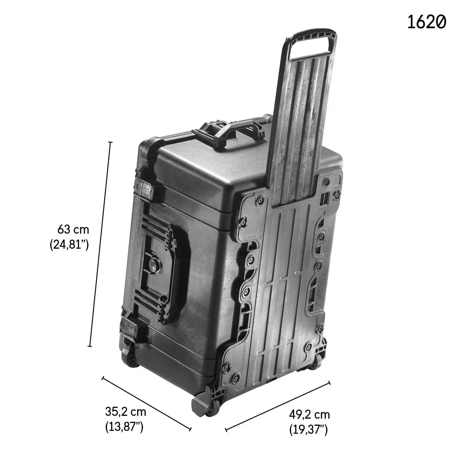 Peli, 1620 Valigia per telecamere professionali, IP67 Impermeabile e a prova di polvere, Capacità di 72L, Prodotto in Germania, Con Inserto in schiuma personalizzabile, Nero