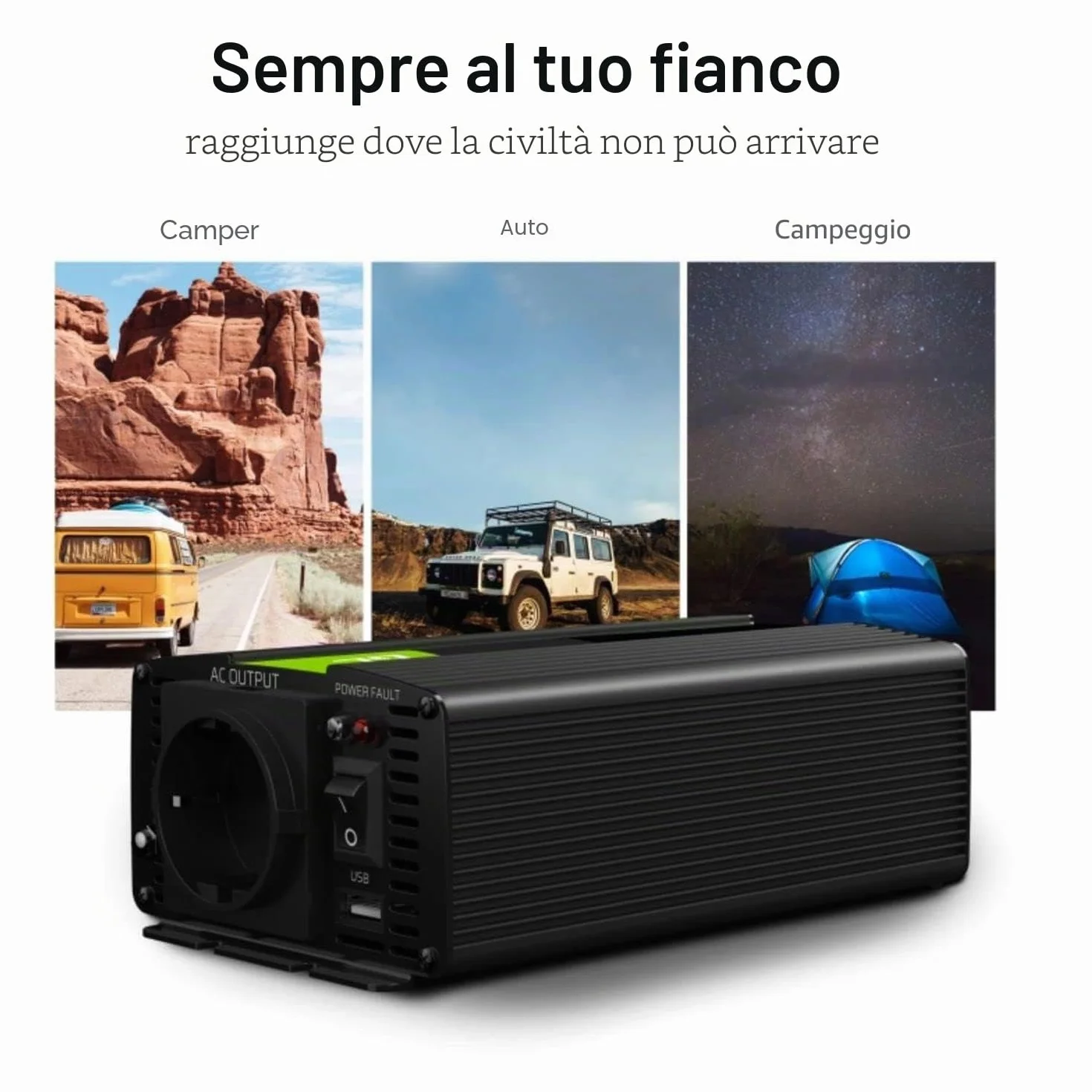 Green Cell 300W/600W 12V 220V/230V Onda Pura Inverter Invertitore di Tensione Fotovoltaico per Camper Auto Convertitore di Potenza