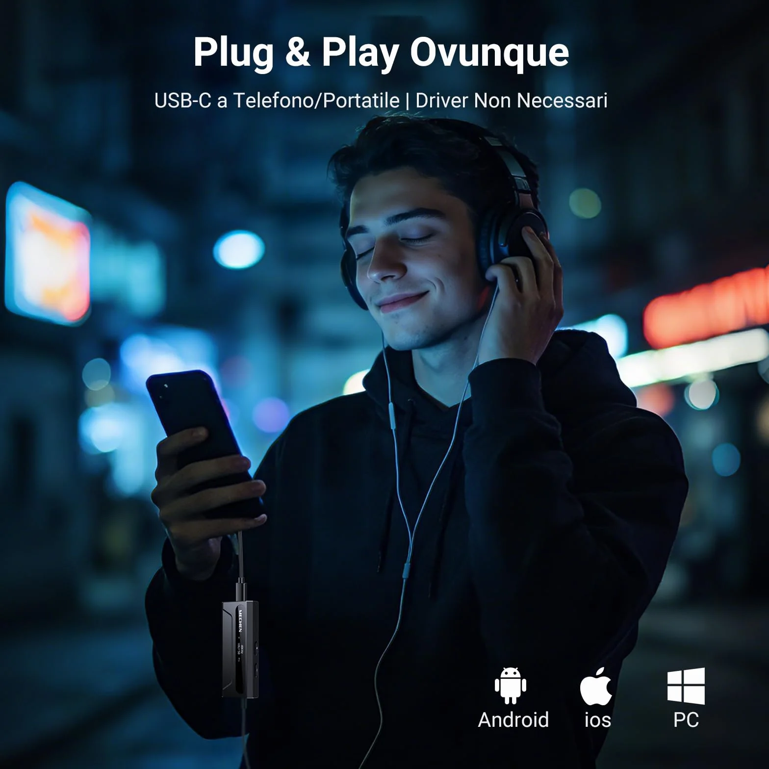 MECHEN AP10 Amplificatore per Cuffie DAC con ES9028Q2M & ES9603Q, Supporta 384kHz/DSD256, Doppie Uscite 3,5mm+4,4mm, per Smartphone/PC/Laptop/Player