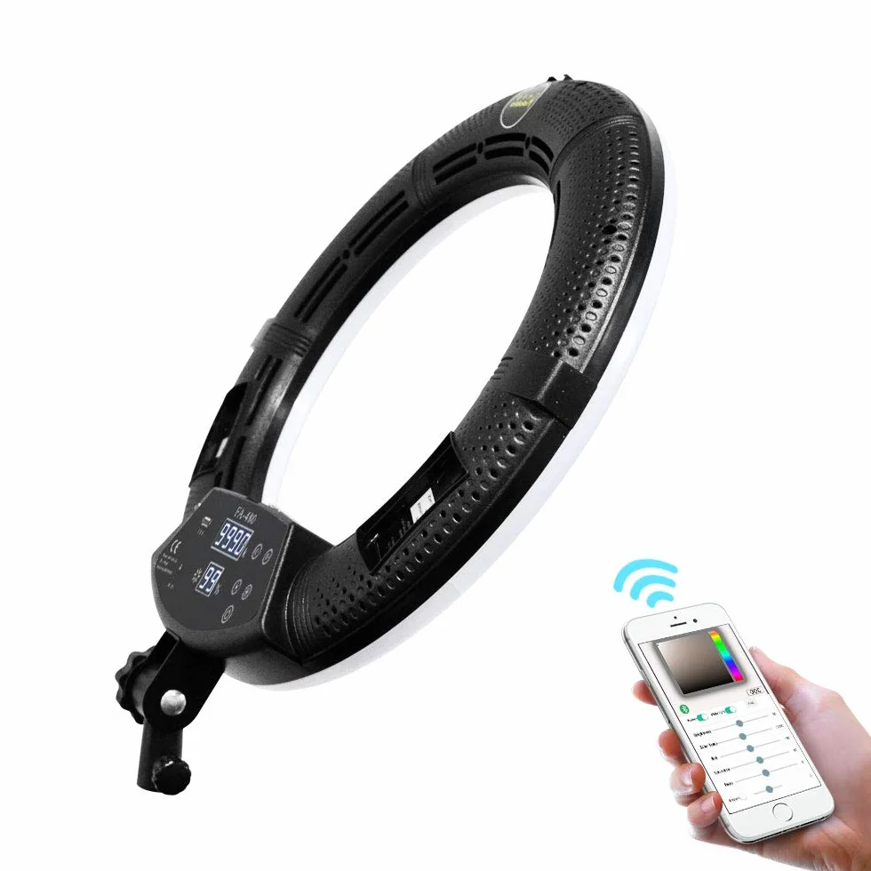 Kit luce anulare LED da 18 pollici 96W 2800K-9900K: controllo Bluetooth e lampada di controllo APP, con supporto per treppiede, per il trucco Illuminazione per studio video YouTube