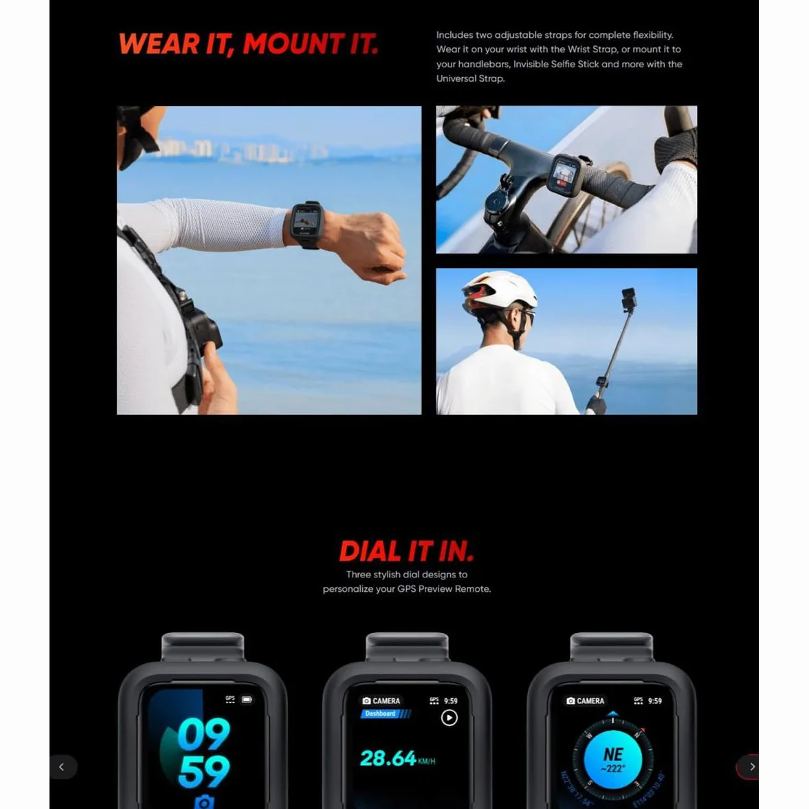 per Insta360 GPS Preview Remote/compatibile con Insta360 X4/ACE/ACE PRO/Pro 2