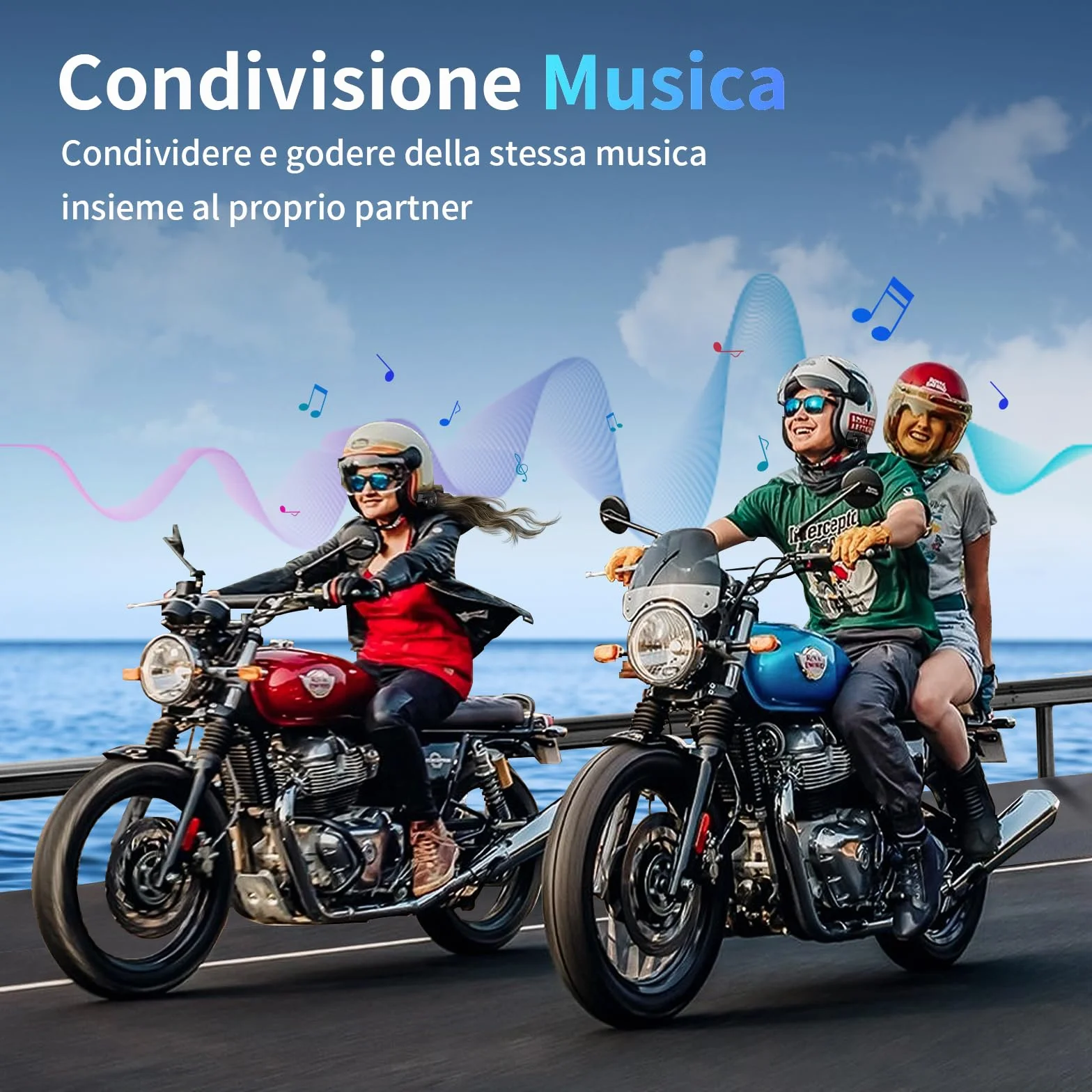 Fodsports M1-S PRO Interfono Moto V2.1, Interfono Casco Moto da 2000m per 8 Motociclisti, 5.0 Bluetooth Auricolare Moto con Condivisione Musicale, Audio Multitasking Cablato, Cancellazione del Rumore