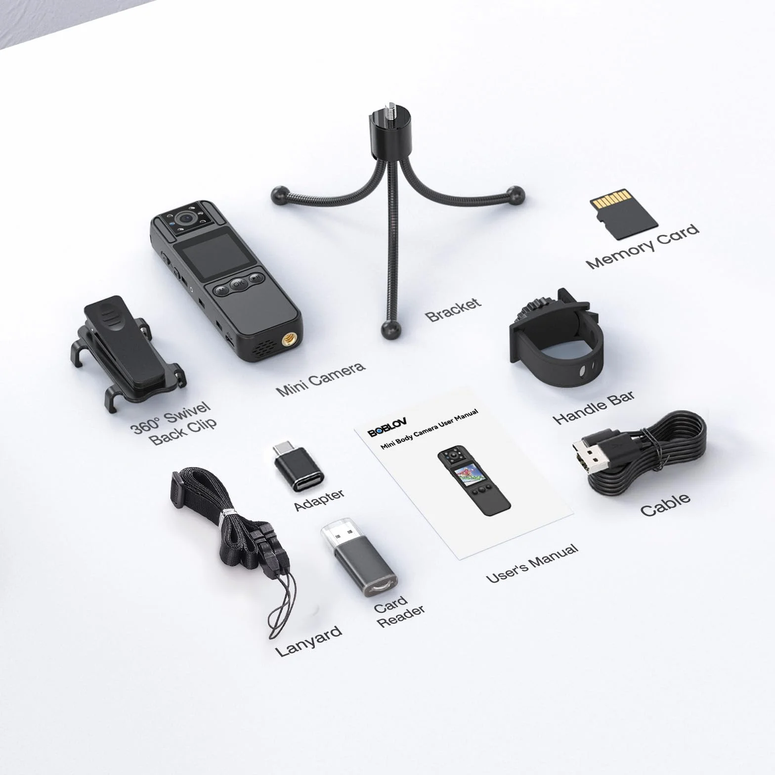 BOBLOV A26 Mini Body Camera 4K 64 GB, obiettivo ruotabile, piccole bodycam con visione notturna, registrazione video 6 ore, personale, Fotocamera