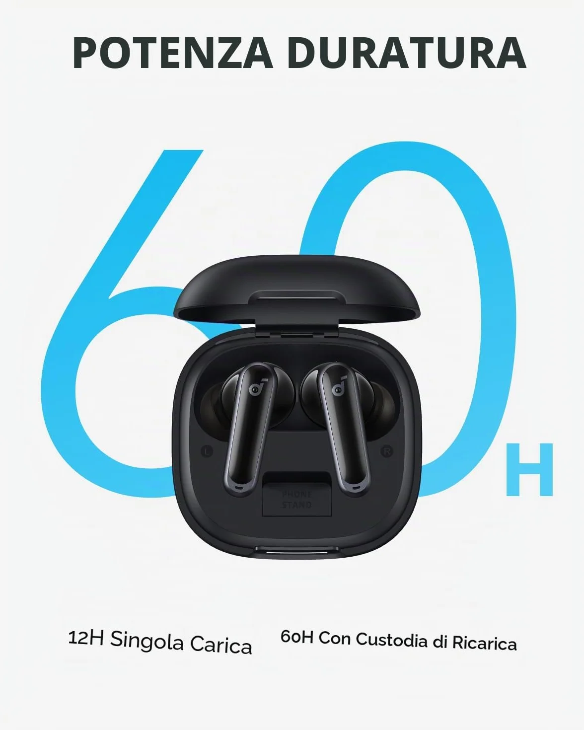 Soundcore by Anker P40i Cuffie Bluetooth Wireless con Cancellazione Rumore per Ogni Ambiente, Forti Bassi, Riproduzione 60H, Case e Supporto Telefono 2 in 1, IPX5, Carica Wireless, Bluetooth 5.3