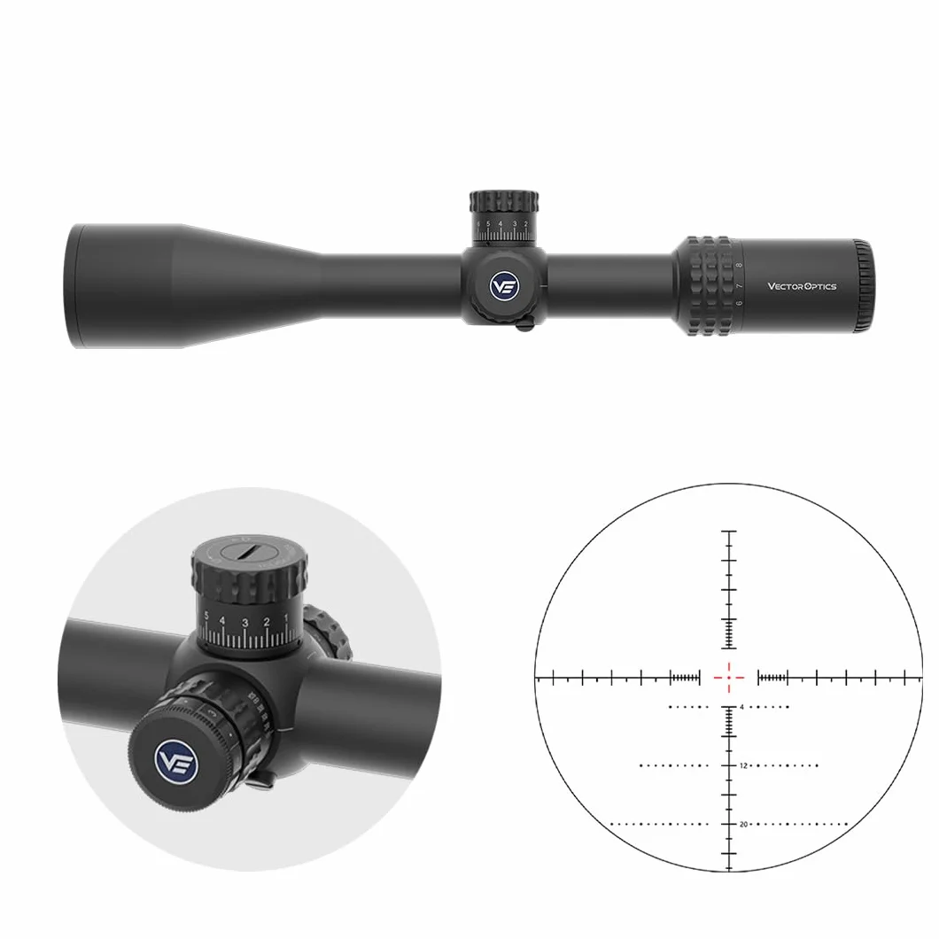 Vector Optics SCFF-57 Sentinel 6-24x50 FFP MOA Occhiali da mira per sport, softair e caccia, fucile ad aria, visiera bersaglio, lunetta di mira per fucile a spruzzo, molti accessori