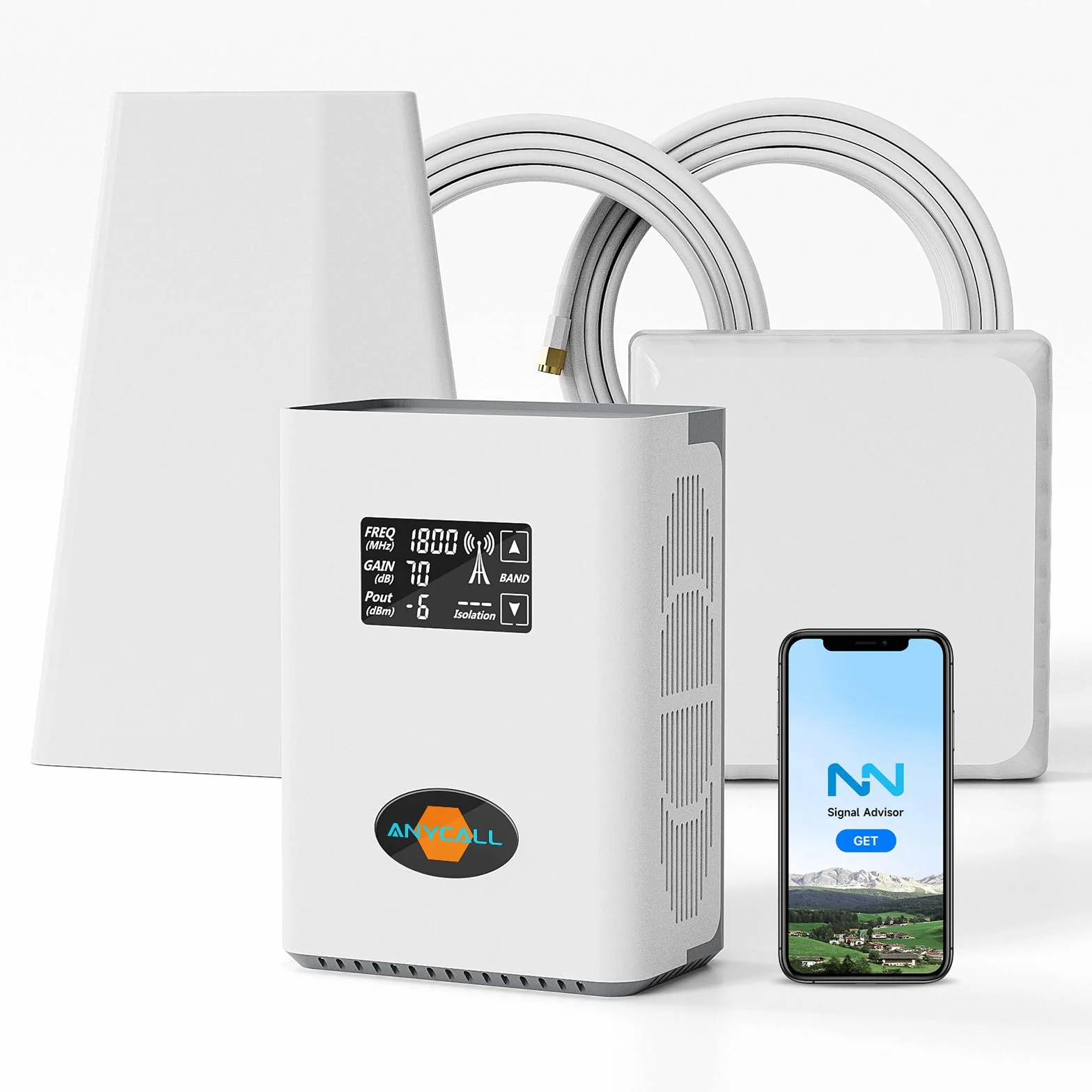 Amplificatore Segnale Cellulare per la Casa 5G 4G LTE 3G GSM Ripetitore per Tutti gli Operatori Italiani - TIM Wind Tre Vodafone e altro sulla Banda 1, 3, 7 e 20 con Schermo Intelligente