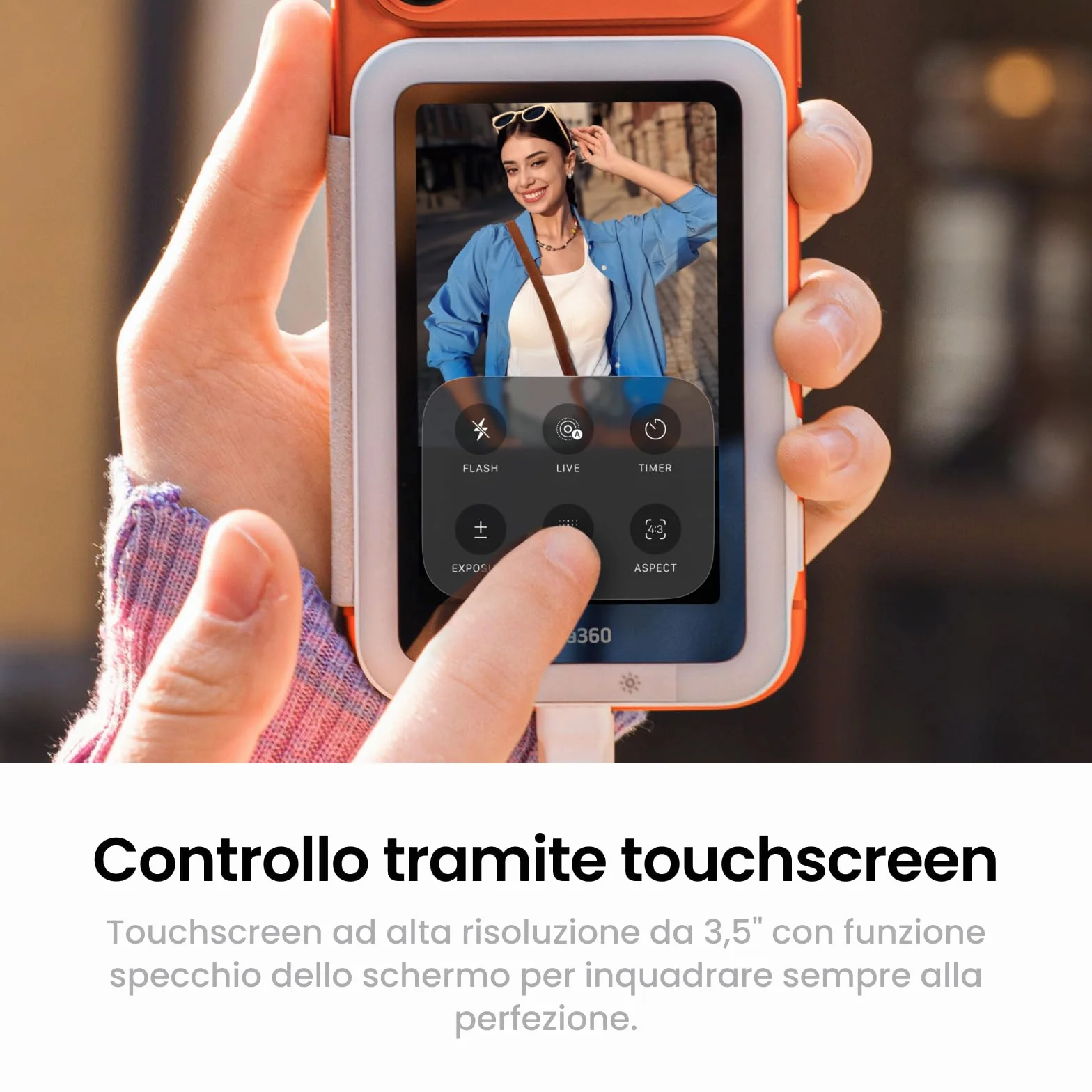 Insta360 Snap Schermo per selfie con luce - Schermo 4K magnetico ideale per selfie e vlogging, compatibile con iPhone 15/16/17 Pro, luce regolabile, controllo touchscreen, collegamento immediato