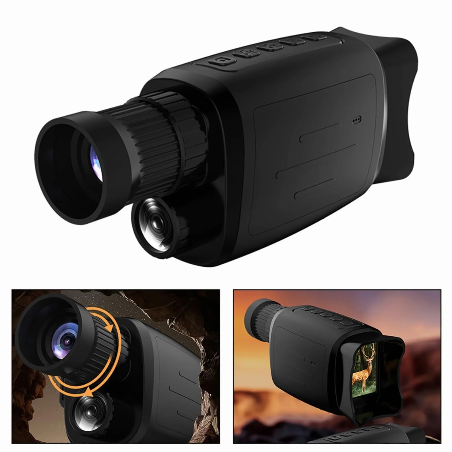 Monocolo di visione notturna da 800 m con zoom digitale 16x, infrarossi regolabile da 3 W e display HD 1080p, design resistente alle intemperie in ABS per caccia/campeggio, intervallo di funzionamento