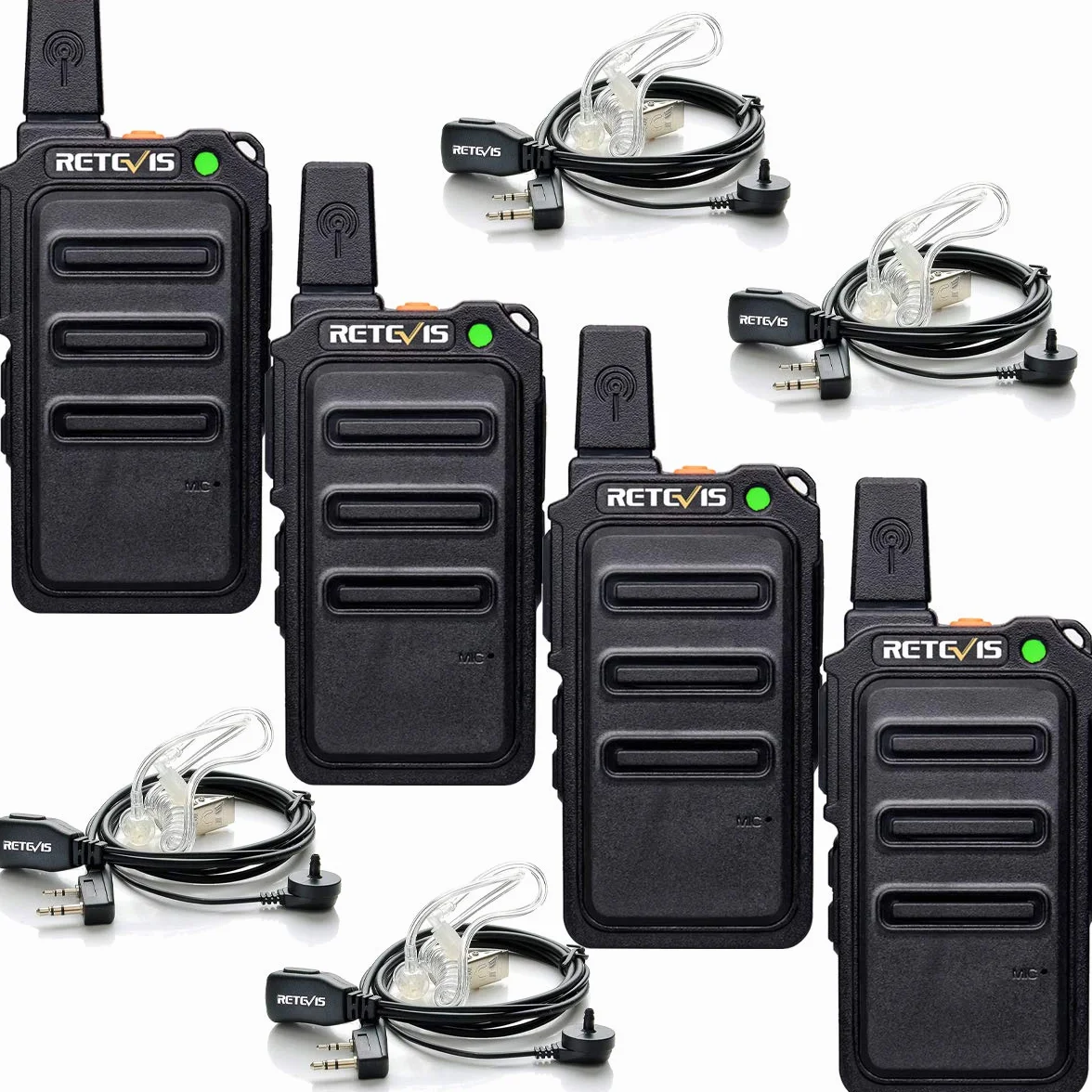Retevis RT619 Walkie-Talkie Professionale, PMR446, VOX, 1300mAh Ricaricabile, Auricolari Inclusi - Per Ristorante, Vendita Al Dettaglio, Escursioni - Regalo (Nero, 2 Pezzi)