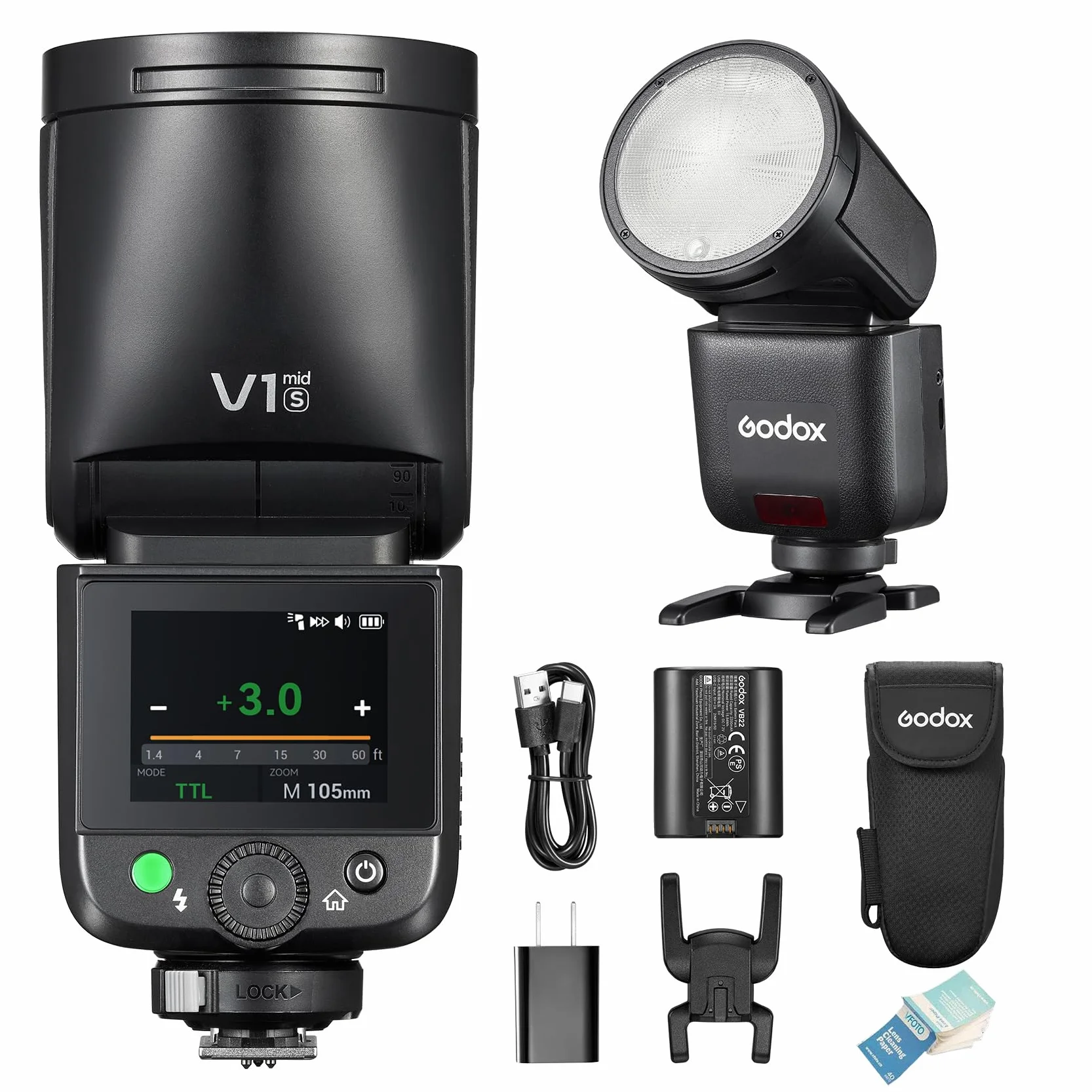GODOX V1mid S Flash Speedlite Sony 55Ws 2,4GHz Testa Rotonda TTL HSS Riciclo 1,7s 650 Flash