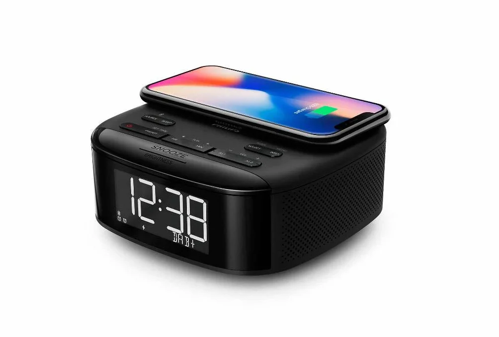 Philips R7705/10 Radiosveglia DAB+/FM, Bluetooth, Allarme Doppio, Spegnimento Automatico, Sincronizzazione Automatica Dell'orario, Batteria Tampone, Caricatore Telefono Wireless