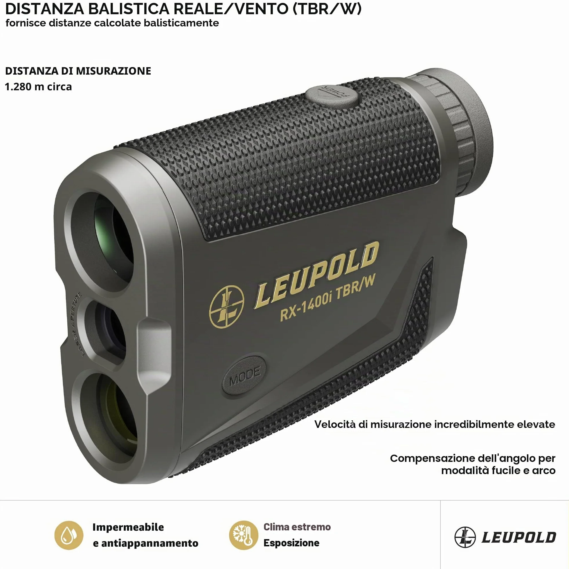Leupold Telemetro RX-1400I TBR/W Gen 2 w/Flightpath, nero/grigio