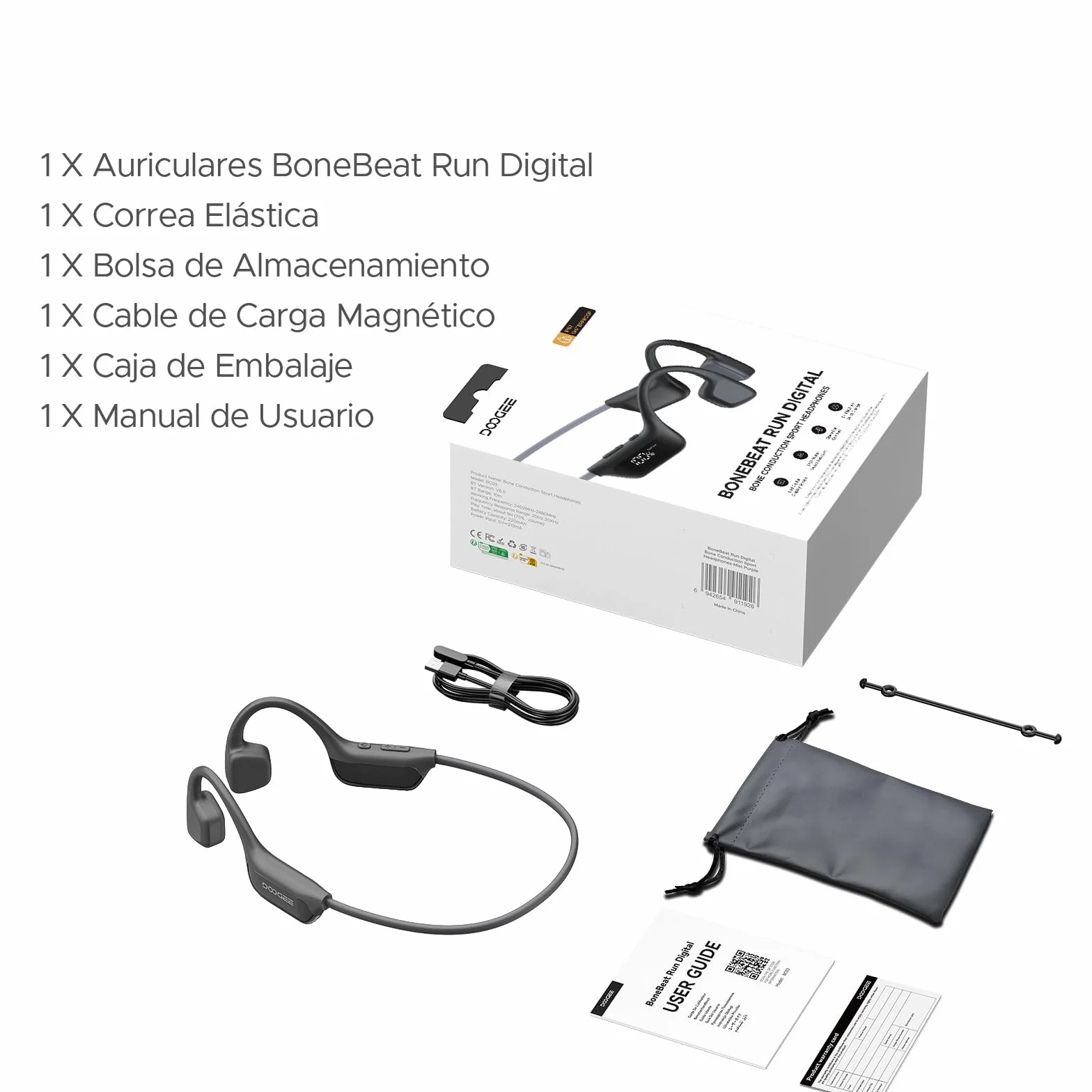 Bone Beat Run Digital Cuffie Conduzione Ossea Wireless, Auricolari Sportive Bluetooth Impermeabili con Display LED, Batteria 9 Ore, BT 6.0 per Corsa Palestra Outdoor - Nero