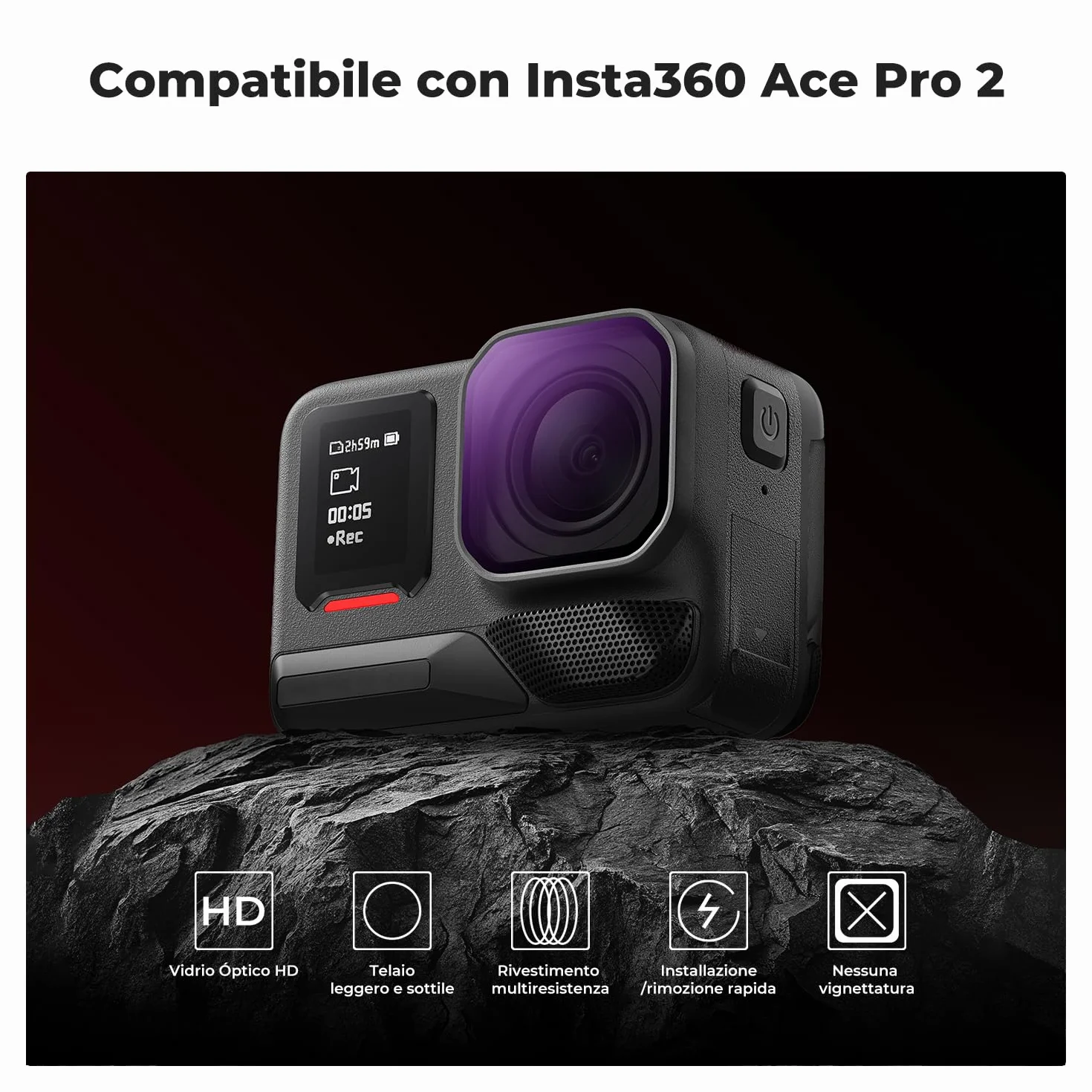 K&F CONCEPT Set di Filtri ND/PL Avvitabili Compatibile con Insta360 Ace Pro 2. Include ND8/PL, ND16/PL, ND32/PL e ND64/PL. Accessori per action camera in vetro ottico HD multi-rivestito.