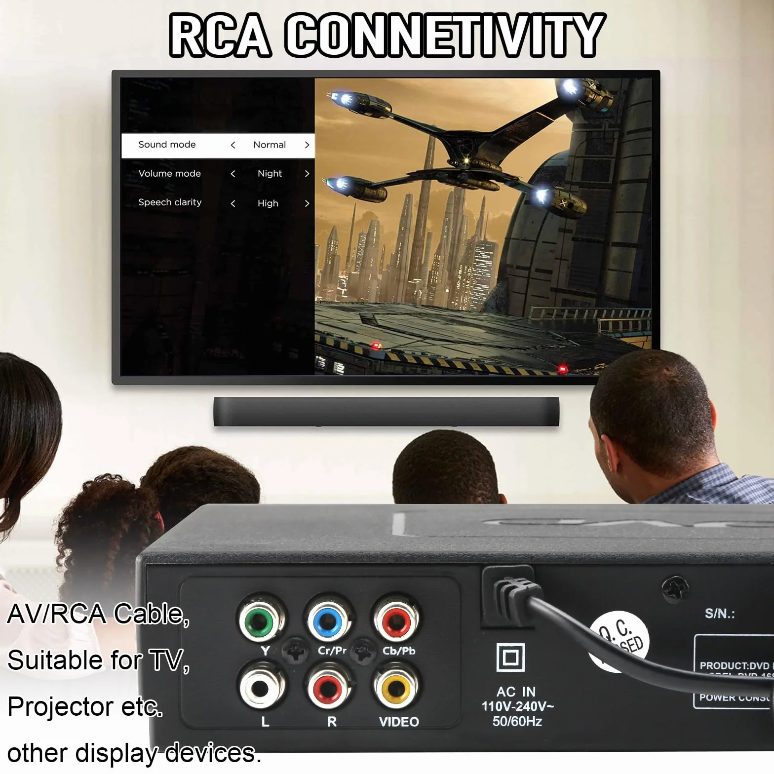 Lettore DVD, Lettore VCD per TV con Cavo AV, Lettore CD USB Multifunzione Giocatore con Telecomando per Casa Sistema stereo