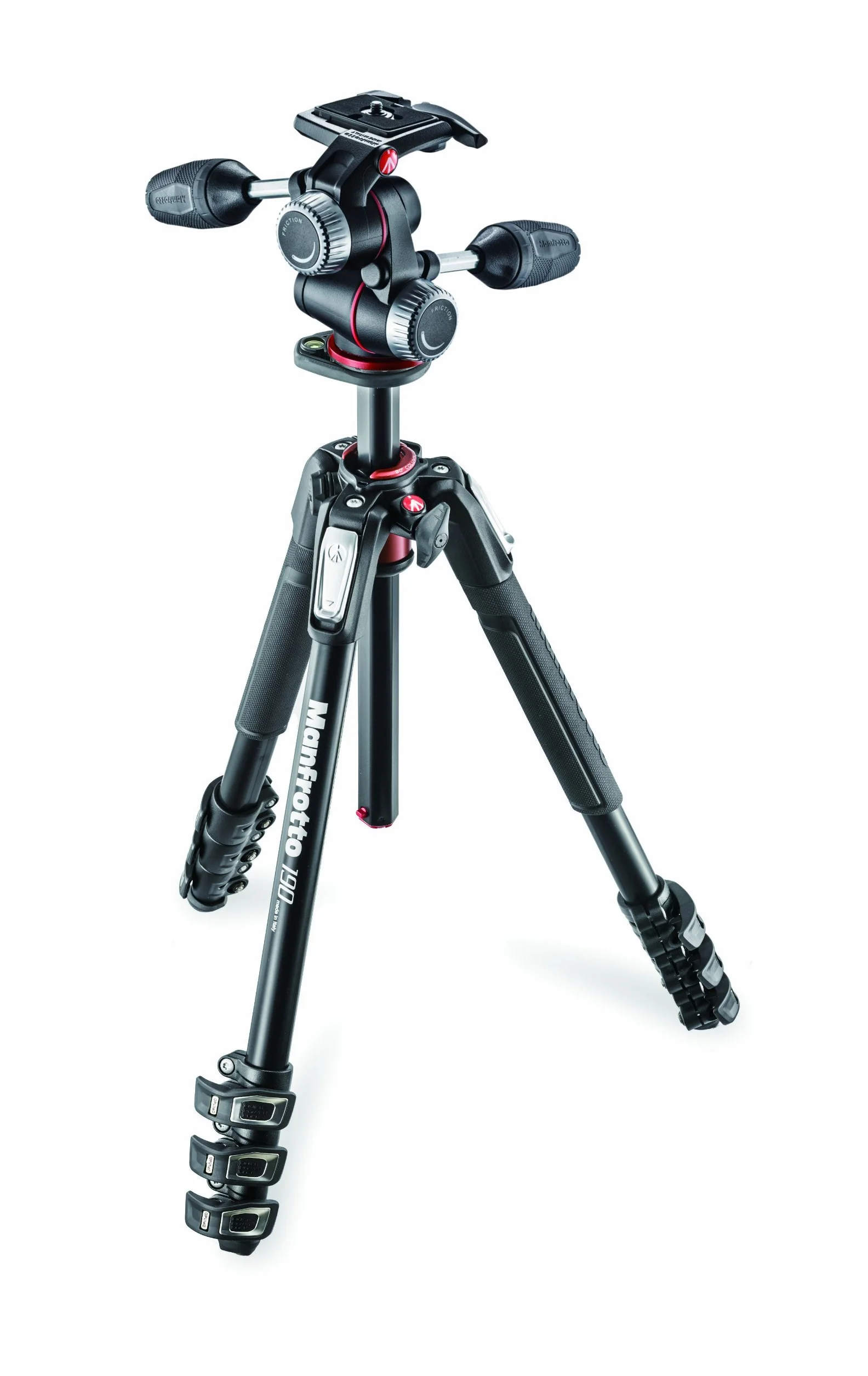 Manfrotto Kit Treppiede 190XPRO a 4 Sezioni in Alluminio con Testa su 3 Assi, Kit Professionale Accessori Fotografia, Treppiede Fotocamera con Testa 3-Vie per fotocamera mirrorrless, DSLR