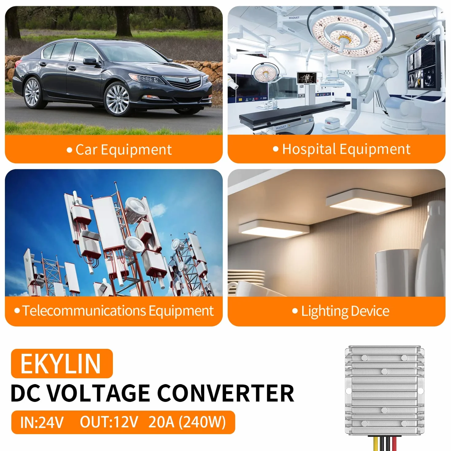 Cocar DC 24v a 12v Convertitore, Step-Down 20A 240W Trasformatore Convertitore Adattatore Alimentazione del Regolatore per Heavy Duty Auto Camion Veicolo Solar System, ECC.(Accetta DC15-40V Ingressi)