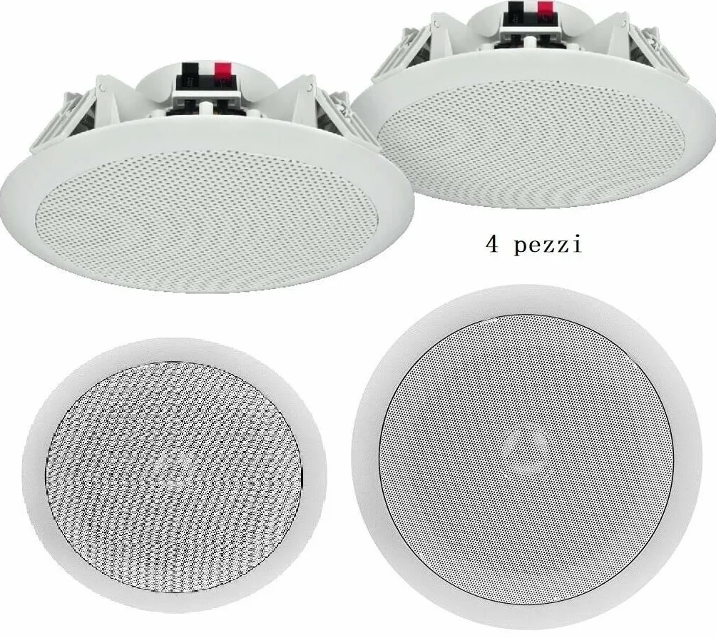Speaker da Incasso Audio per Soffitto Filodiffusione Kit 4 pz Bianco