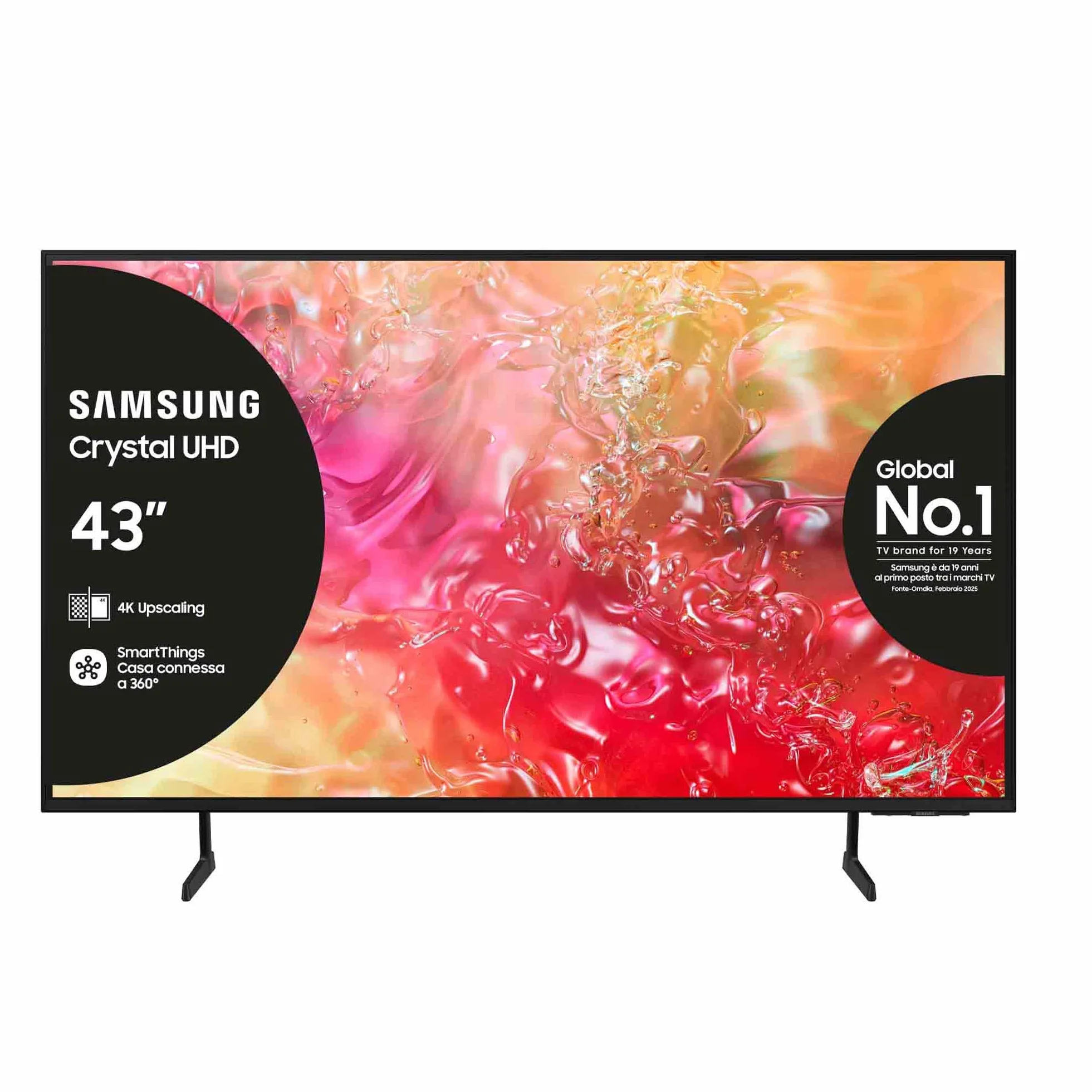 Samsung Smart TV 43" UE43DU7170UXZT Crystal 4K UHD Slim Look DVB-T2 Q-Symphony OTS Lite Bixby Alexa Google Assistant Black