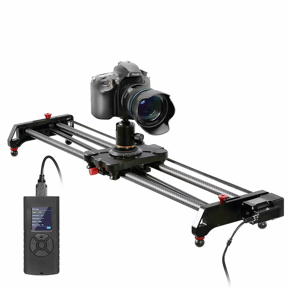 GVM Track Dolly Slider - Sistema di binari con acceleratore motorizzato e video "Follow Focus Shot", 120°, 80 cm