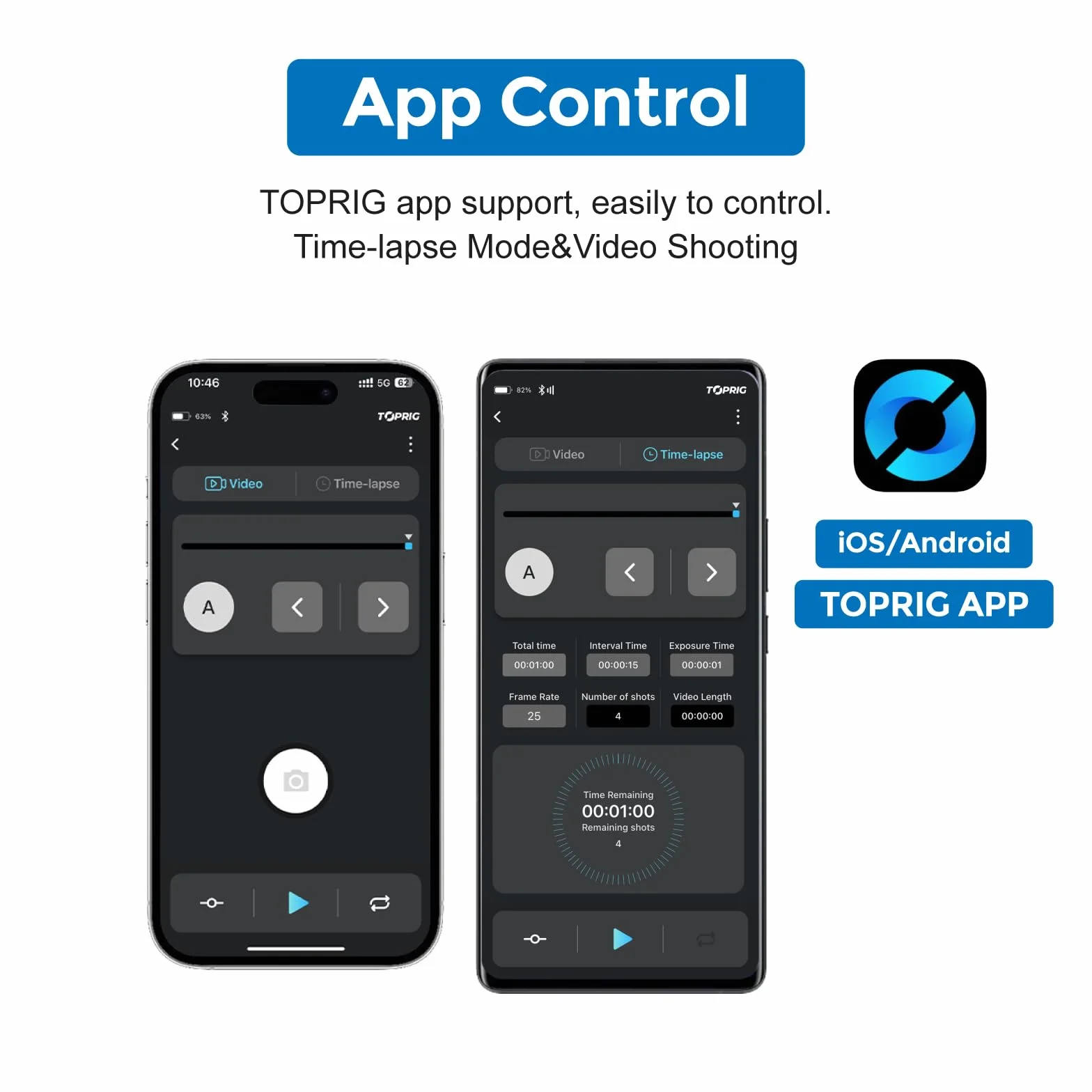 Accsoon Toprig S40 Slider per Fotocamera Motorizzato 15,7"/40cm, lega di alluminio Tramite Pulsante o Controllo APP Bluetooth, Time Lapse, Focus Shot, Panoramica a 120°, per Fotocamera, DSLR, etc.