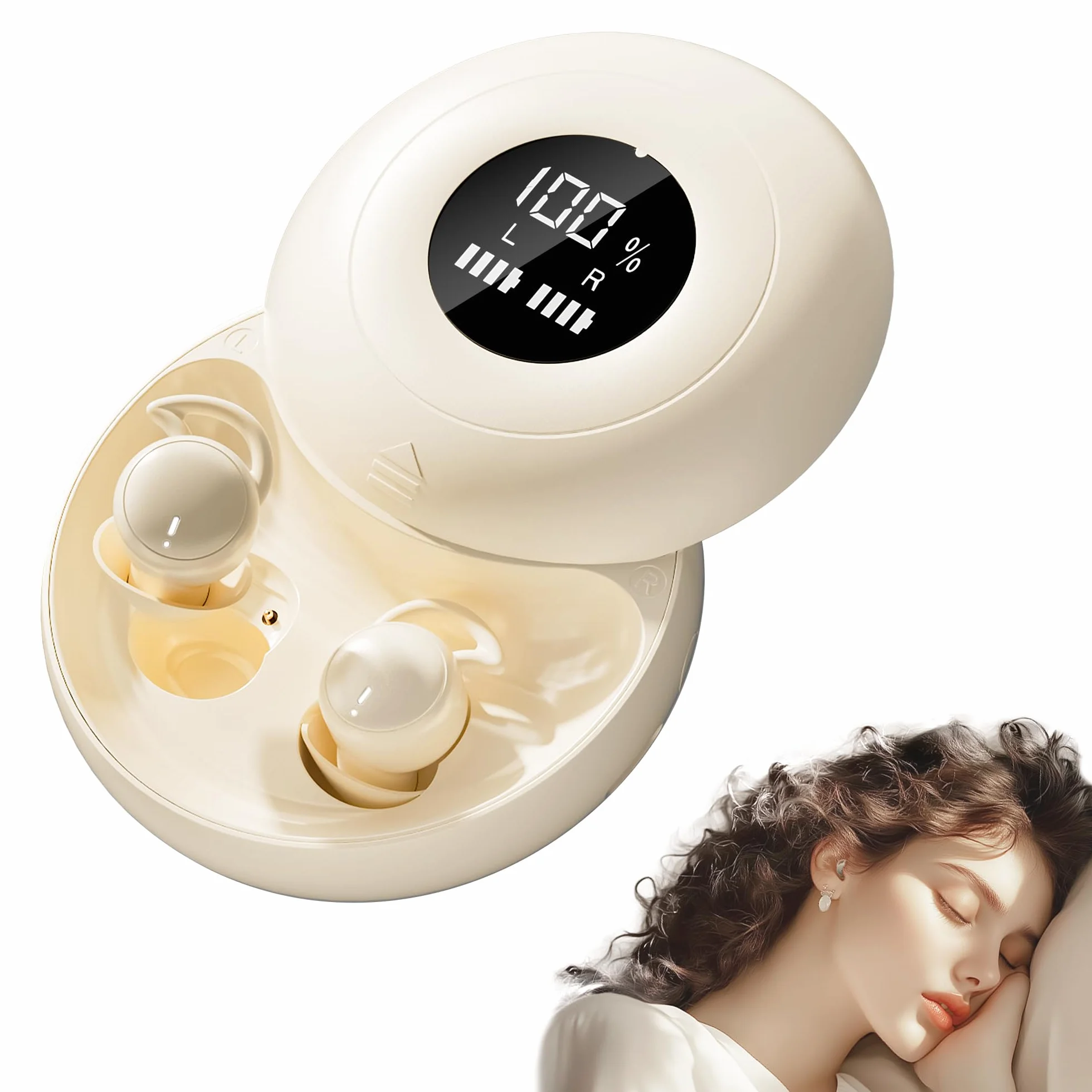 Cuffie per Dormire, Mini Auricolari Wireless Bluetooth 6.0 Auricolari per Dormire in silicone liquido, Auricolar ascosti con Display di Alimentazione per Esercizio, Lavoro, Escursionismo