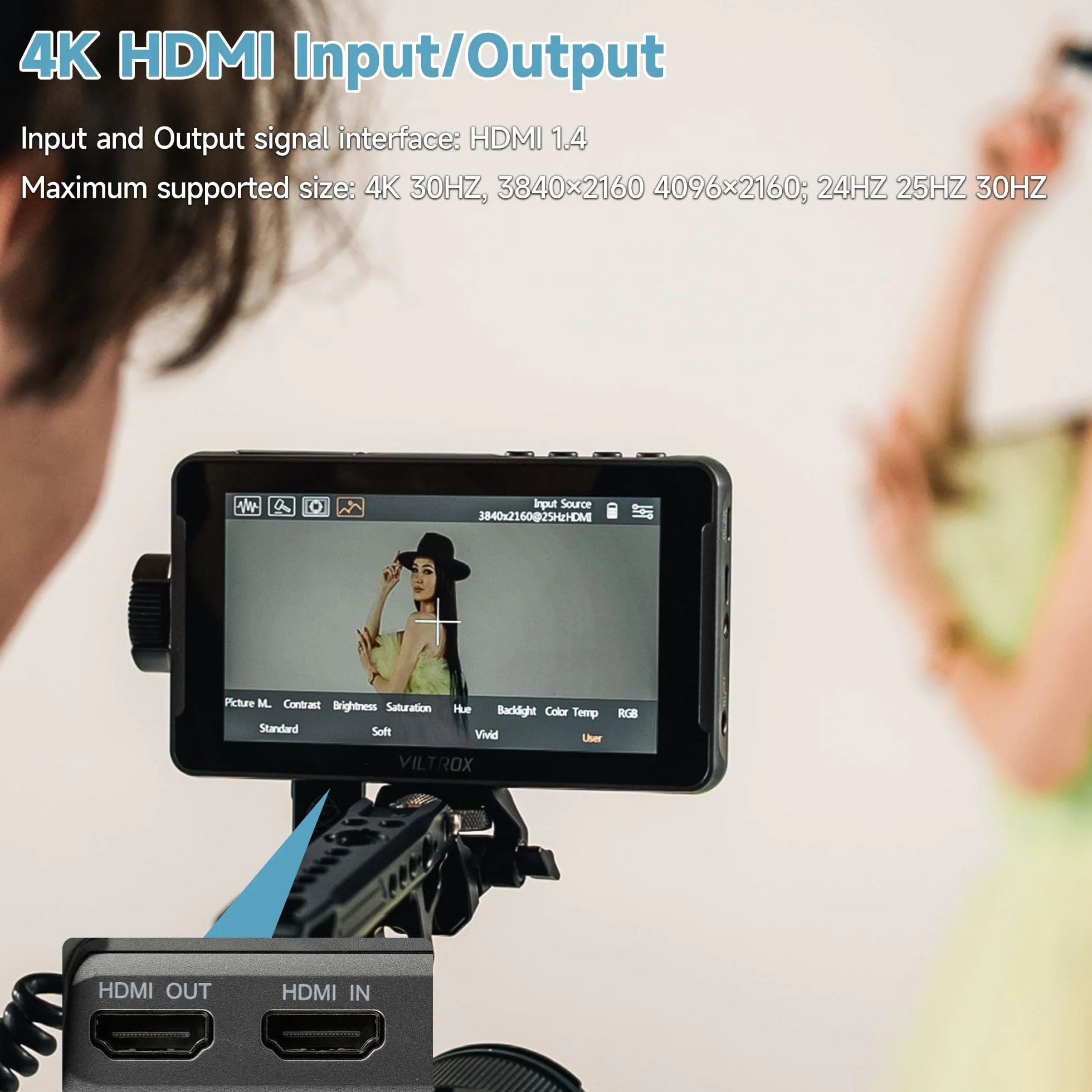 VILTROX DC-550 Monitor Da Campo 5.5 pollici 1200Nit Camera Field Monitor 4K HDMI HD 1920x1080 IPS, 3D LUT Waveform Vector Scope Monitor Esterno Fotocamera Video Monitor con Touchscreen