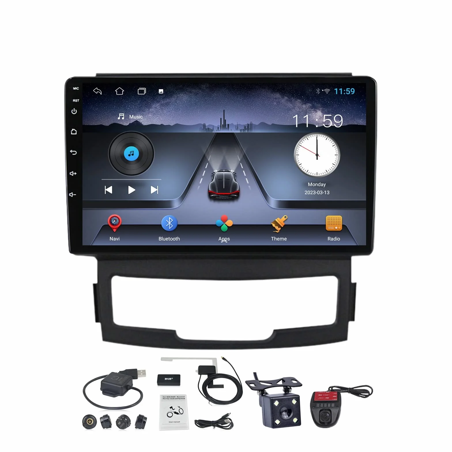 SsangYong Korando 3 Actyon 2 2010-2013 Android 12 Autoradio GPS Navigazione 9 pollici Touchscreen Bluetooth WiFi
