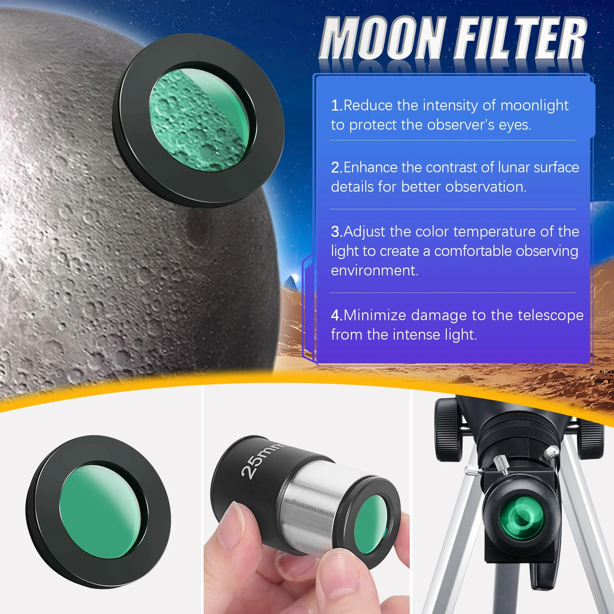 Telescopio Astronomico Professionale 80/600mm, Telescopio Rifrattore Portatile per Adulti, Bambini e Principianti, per l’Osservazione della Luna e delle Stelle, con Borsa da Trasporto