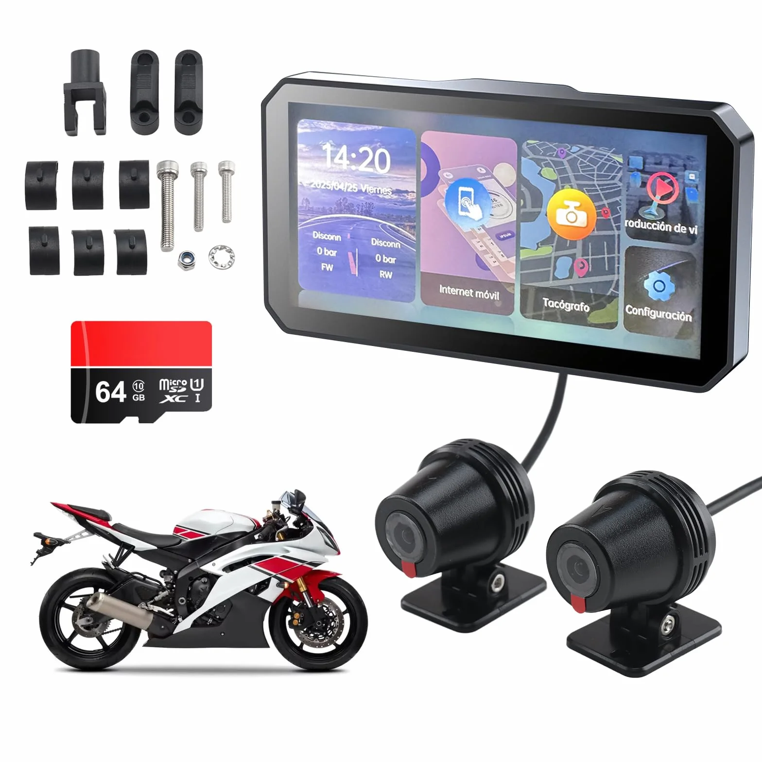 Navigatore Moto CarPlay 6 Pollici Schermo Senza Fili Android Auto GPS Impermeabile IP67 64GB