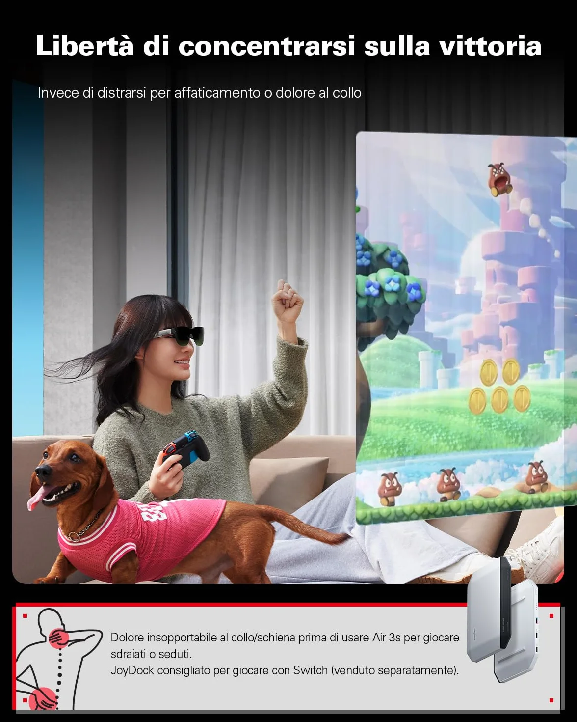 RayNeo Air 3s Occhiali AR/XR, Display HueView 201" 120Hz FHD, Dispositivo video AR portatile per iPhone 16/15, Android, Mac, Switch, PS5, Steam Deck – Teatro indossabile di prossima generazione