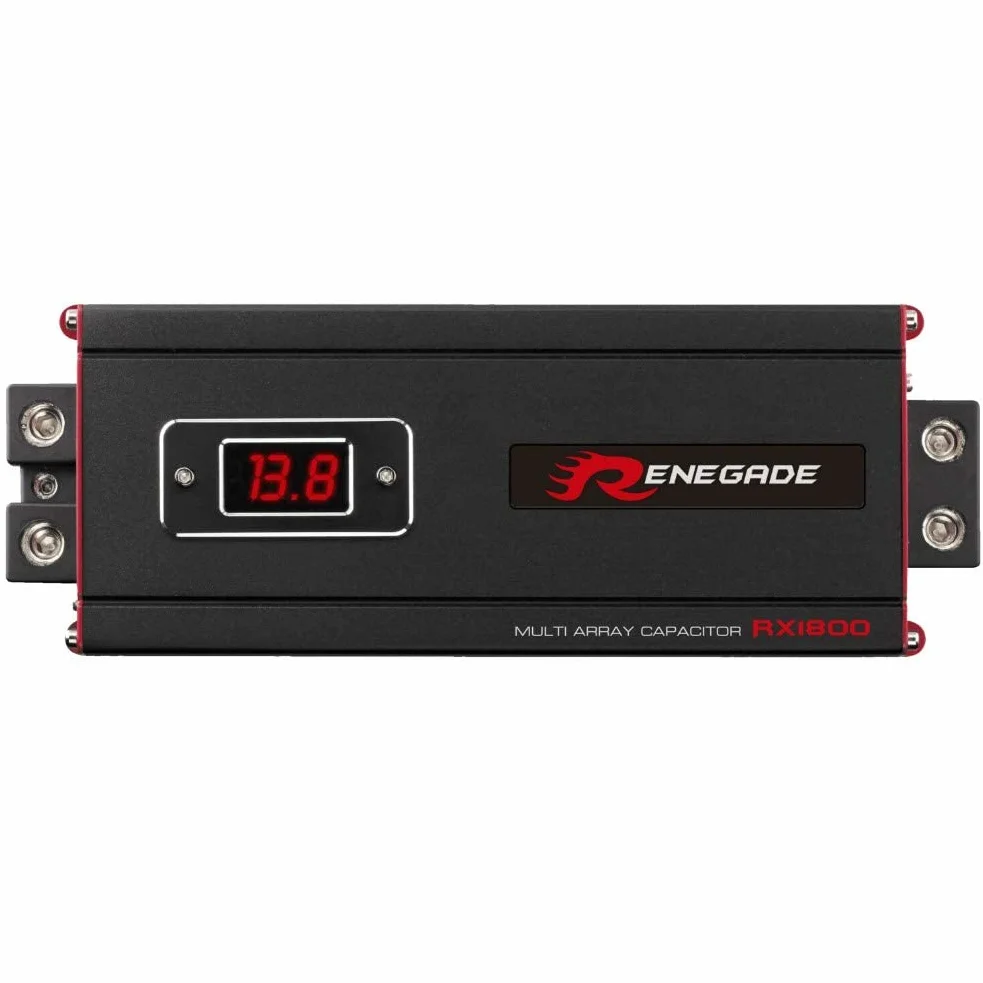 1 RENEGADE RX1800 power cap condensatore car audio 18 farad per impianti fino a 18000 watt rms 1 2 3 4 5 10 capacitor auto spl nero, 1 pezzo