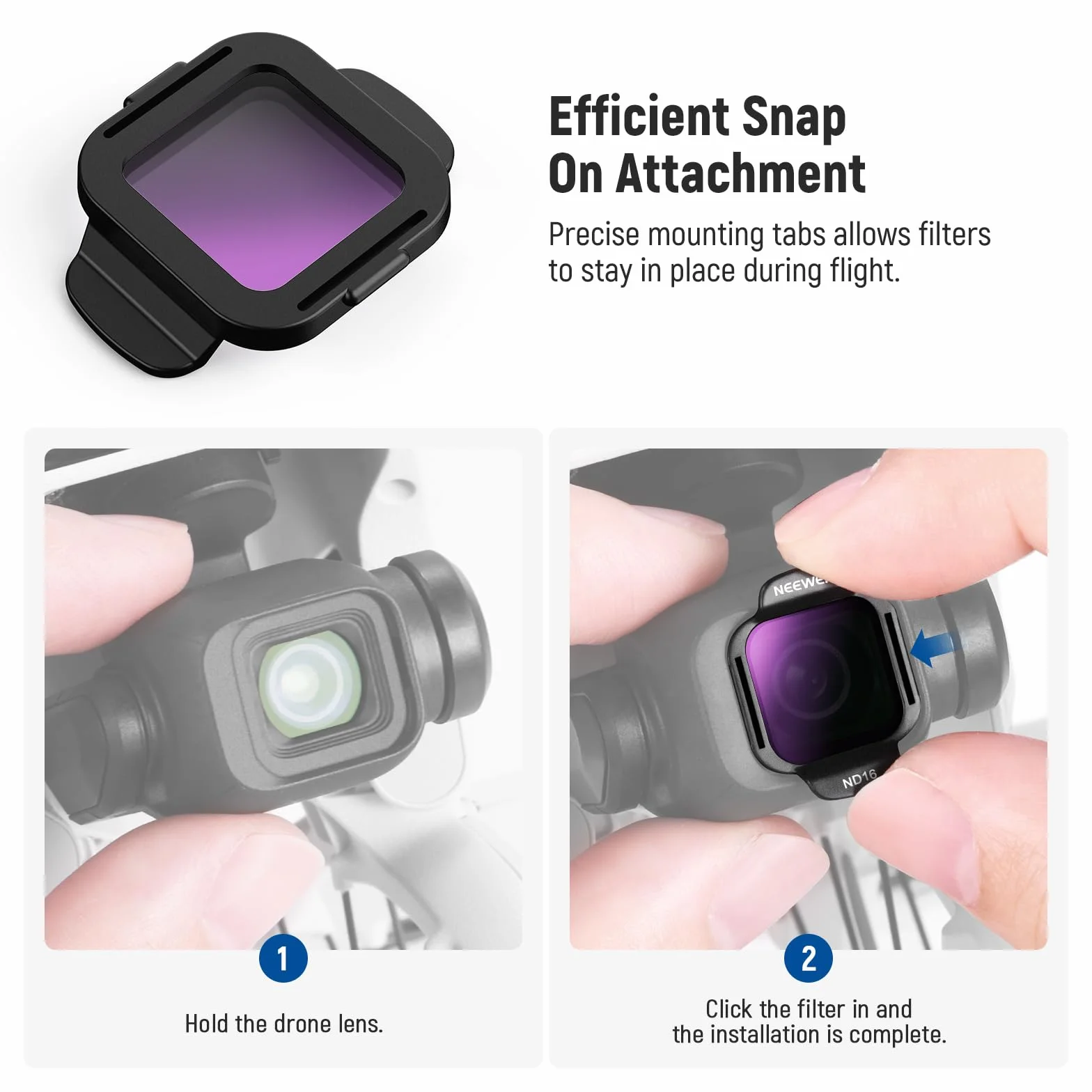 NEEWER Set di Filtri ND Compatibili con DJI Flip/Lito X1 Drone, ND16 ND64 ND256 CPL, Accessori Drone, Filtro Polarizzatore Circolare a Densità Neutra in Vetro Ottico HD Multistrato a Scatto, FL-N33
