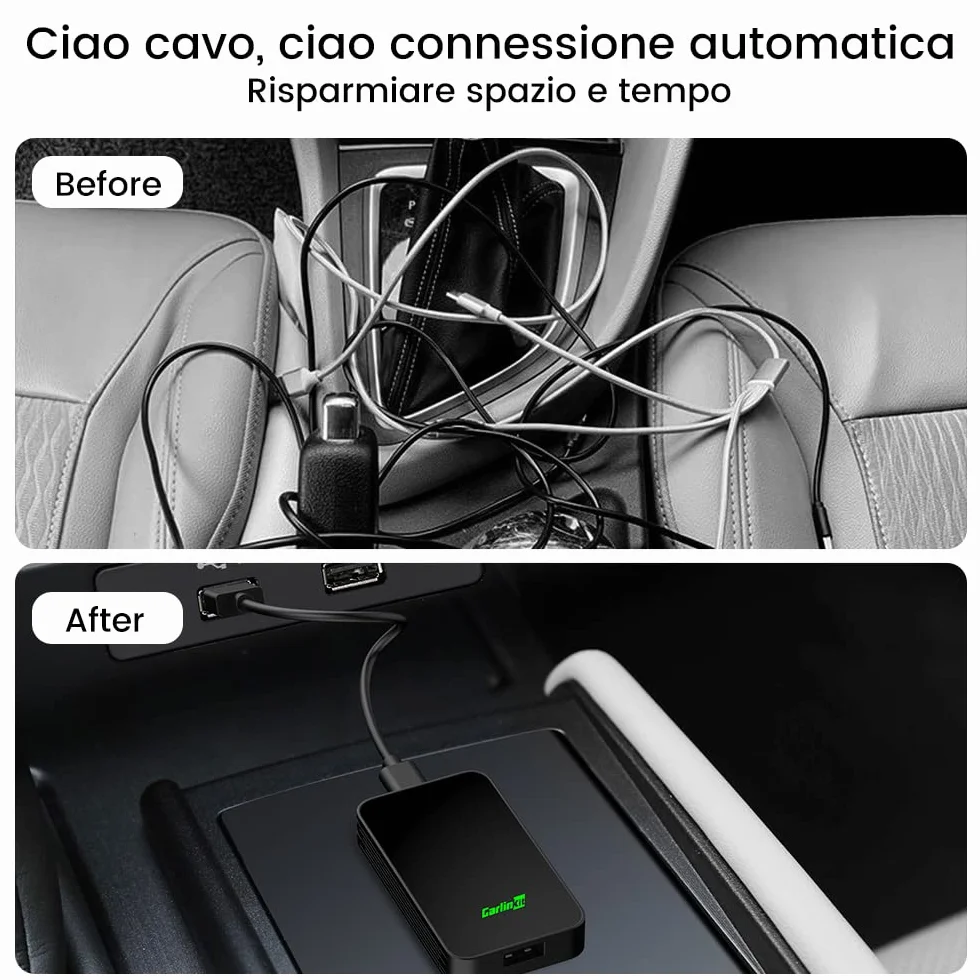 Carlinkit 2026 Nuovo Aggiornamento 5.0 2Air Adattatore, Porta Wireless CarPlay/Android Auto, Plug-and-Play, Connessione Senza Fili