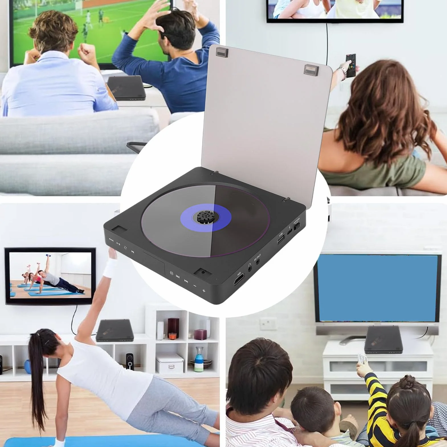 Tosuny Lettore DVD HDMI per TV, Lettore DVD HD 1080P per Tutte le Regioni con Telecomando e Porta HDMI/AV, Supporta Scheda USB/TF, Compatibile con Siste ma PAL/NTSC