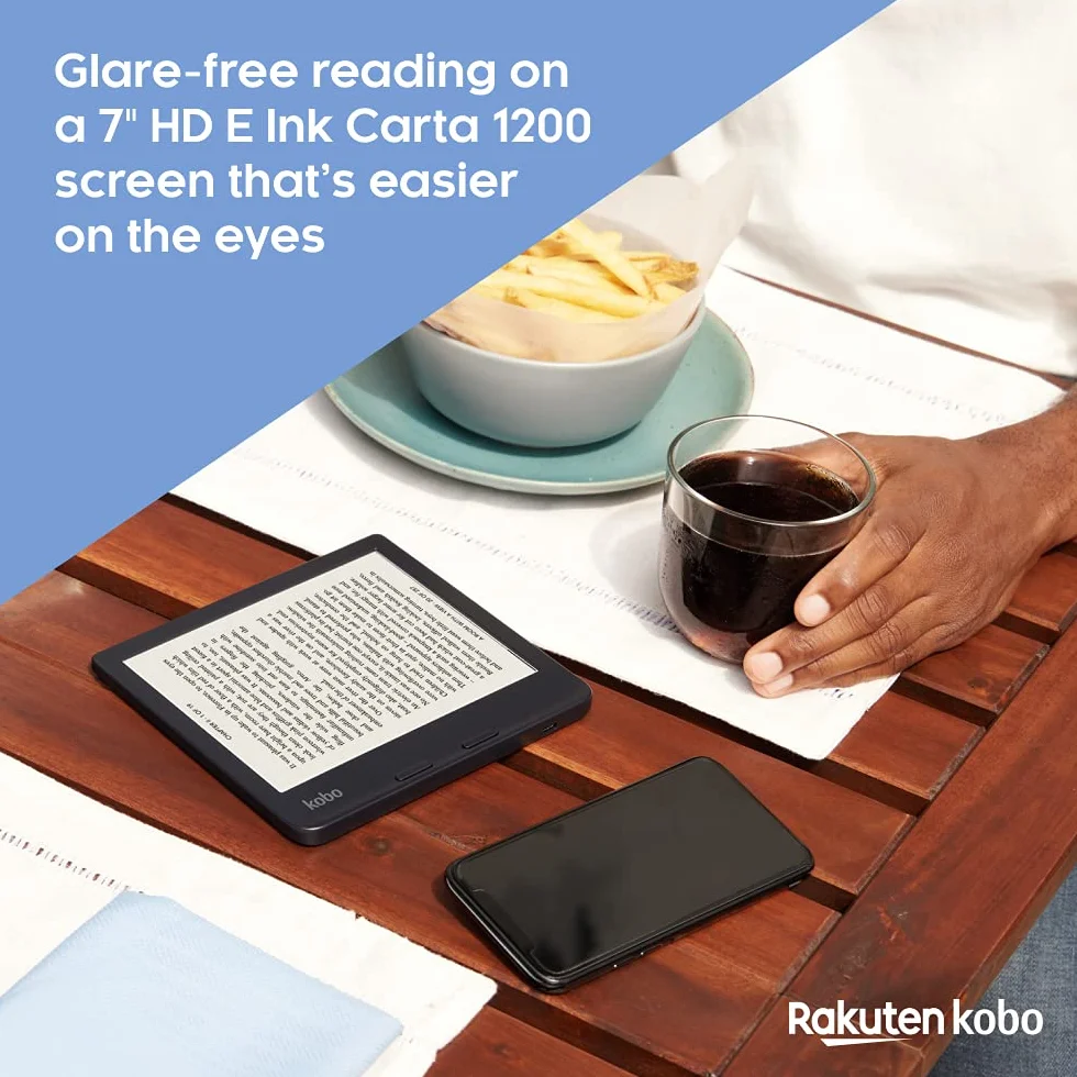 Kobo Libra 2 | eReader | Touchscreen impermeabile da 7" | Antiriflesso | Luminosità e temperatura colore regolabili | Riduzione luce blu | eBook | WiFi | 32 GB | Tecnologia Carta E Ink (Nero)