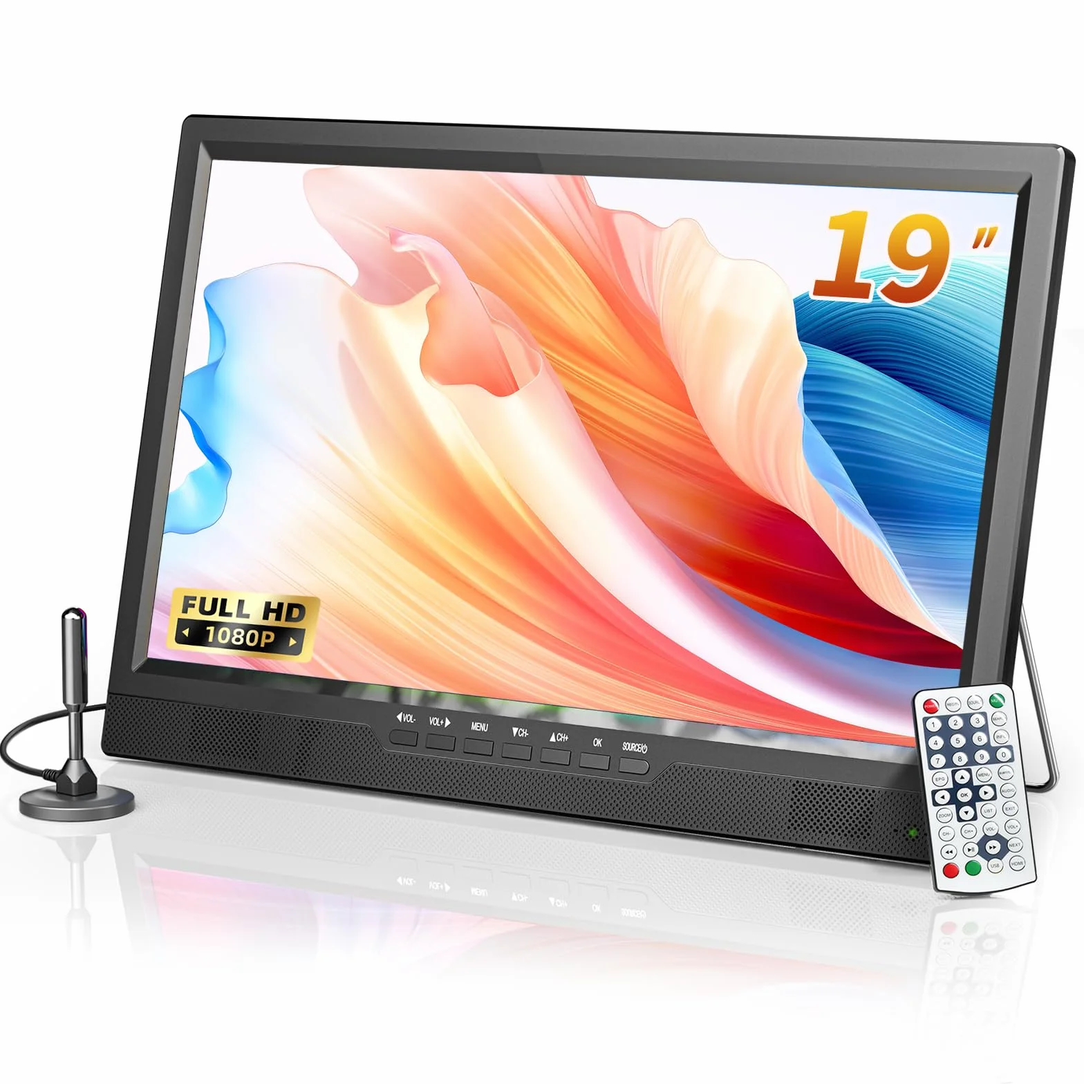 Desobry TV portatile 19 pollici 1080P DVB-T2 HDMI AV USB 12volt