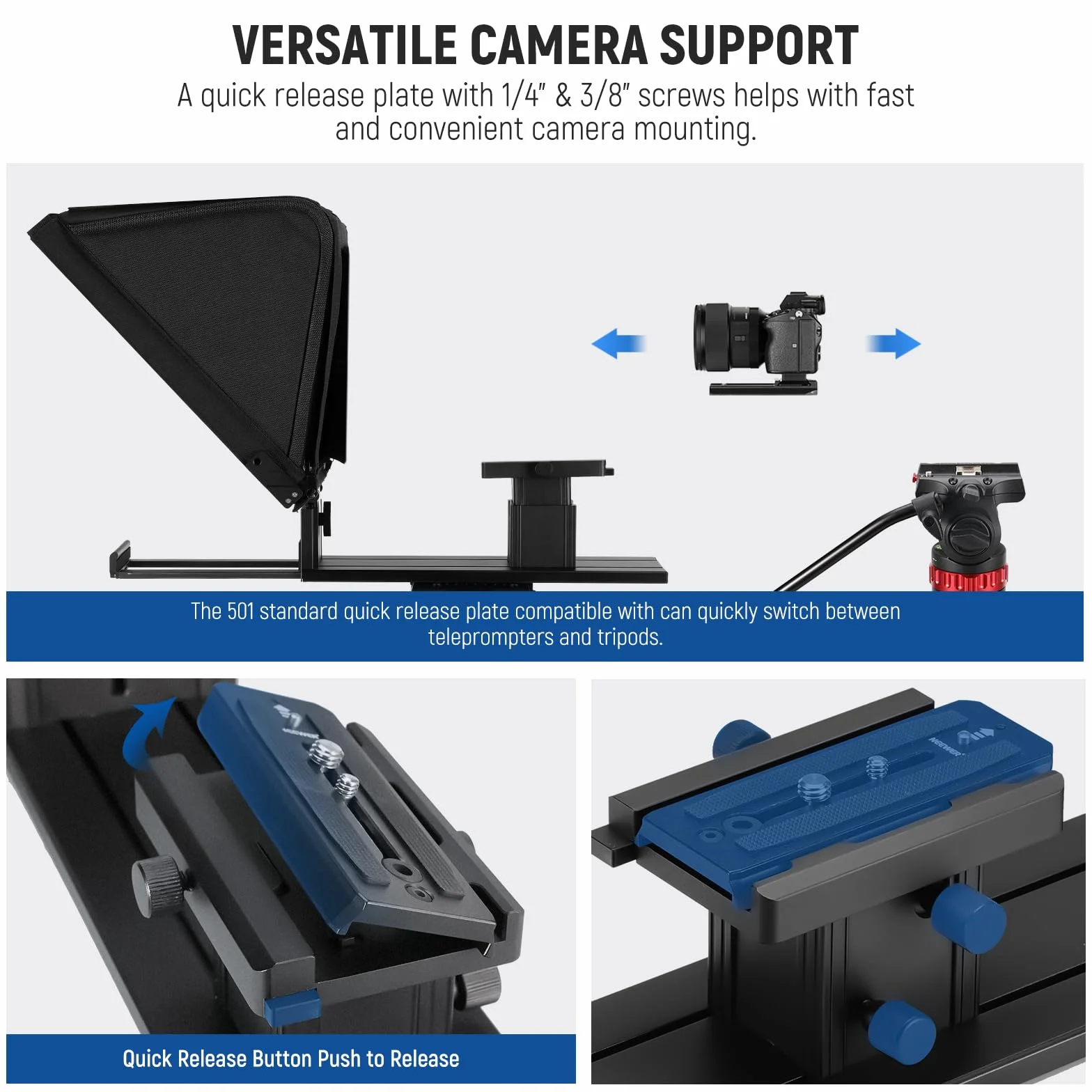 NEEWER Teleprompter X16, Telecomando RT113 e Controllo Tramite App, Beamsplitter 16", Design Pieghevole Lega di Alluminio, Piastra QR Compatibile con 501PL iPad Android Tablet Camcorder, Max:44lb/20kg