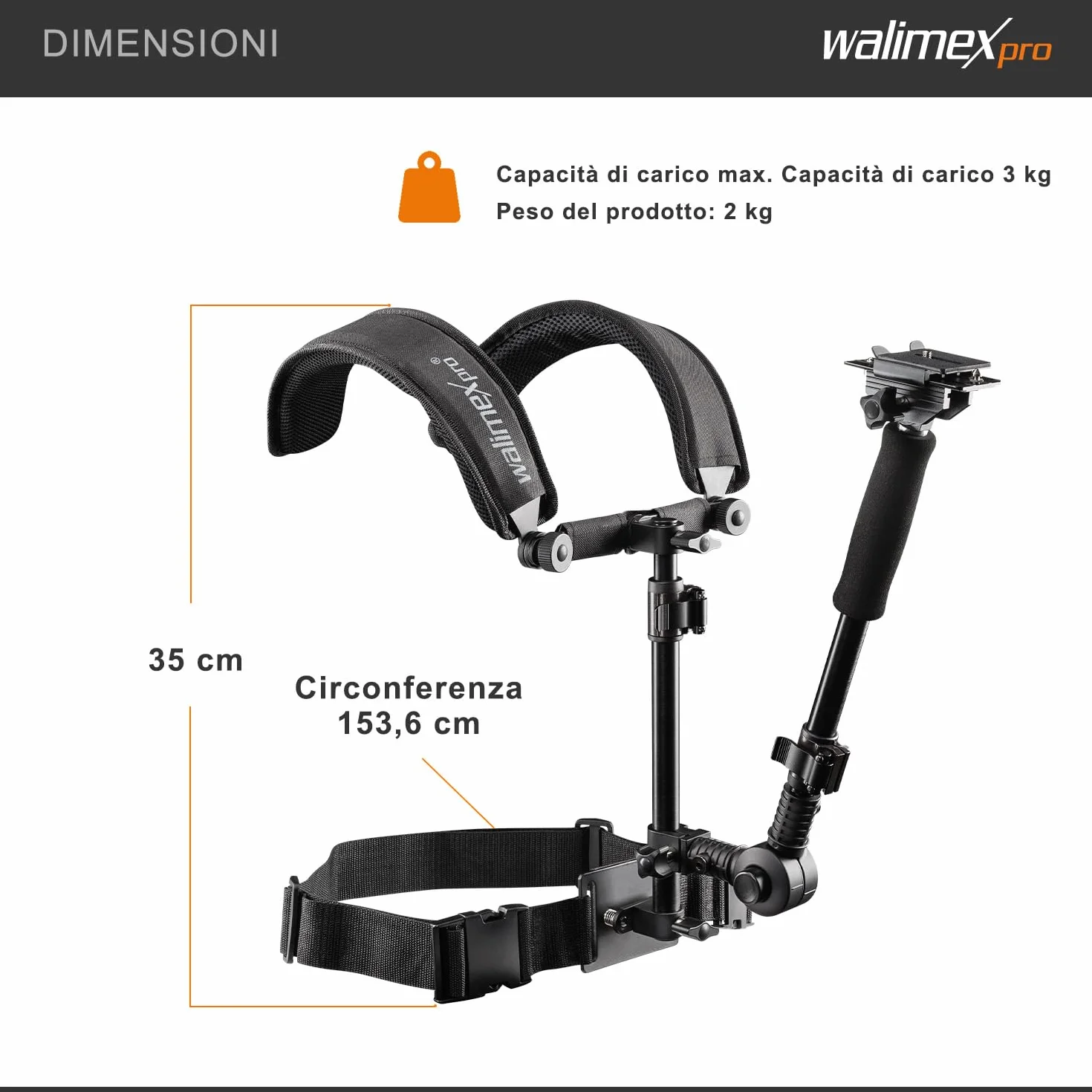 Walimex pro 20641 treppiede a spalla per la stabilizzazione di video/foto