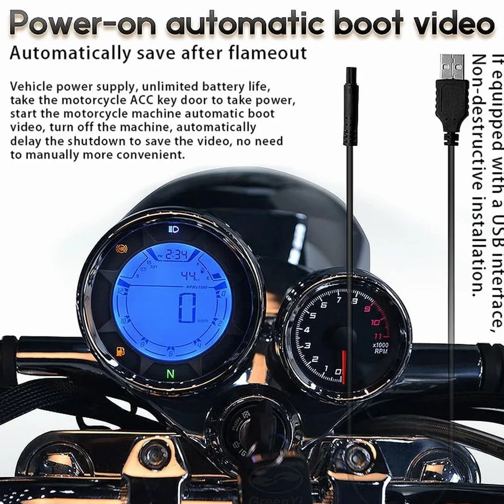 WiFi DVR per Moto Dash Cam 1080P+1080P Full HD Vista Anteriore Posteriore Telecamera per Moto Impermeabile GPS Logger Recorder Box Pezzi di Ricambio di Ricambio (B)