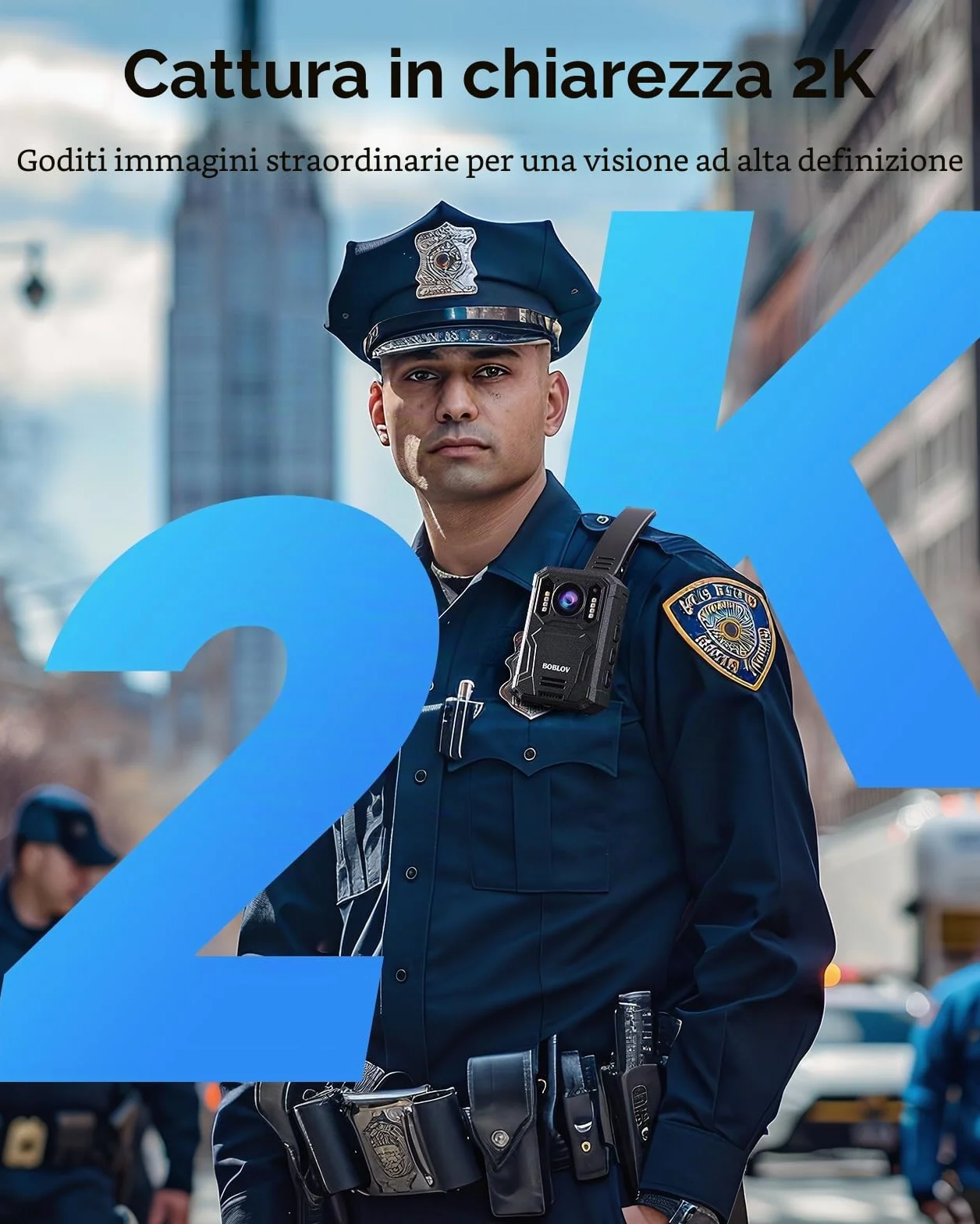 BOBLOV KJ23PRO 2K Fotocamere montate sul corpo, Body Cams Polizia da 128 GB integrata con visione notturna, batteria da 4000 mAh per 15 ore di registrazione, IP66, per forze dell'ordine, sicurezza