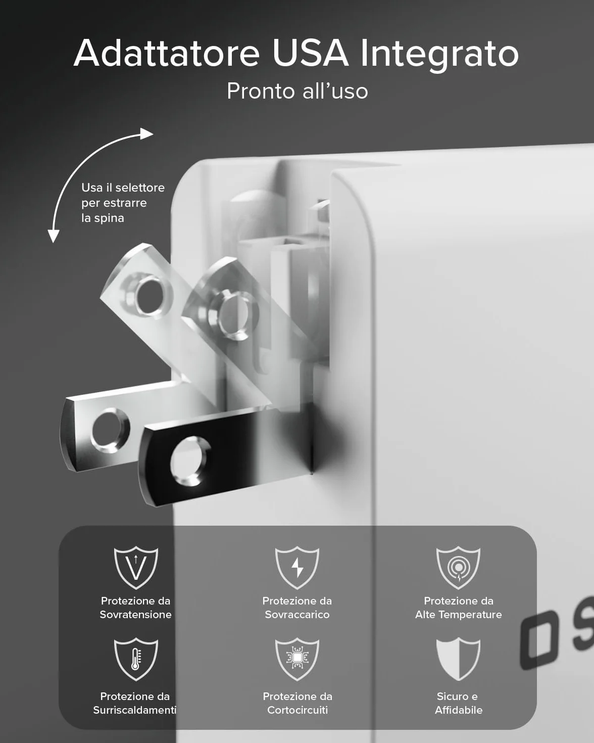 SBS Travel Adapter USB-C 100W, Caricatore da Viaggio con Spine US/UK/EU/AU | Convertitore Adattattore 4 porte USB, Power Delivery (PD), Ricarica Rapida per iPhone, Android, MacBook e Notebook, Bianco