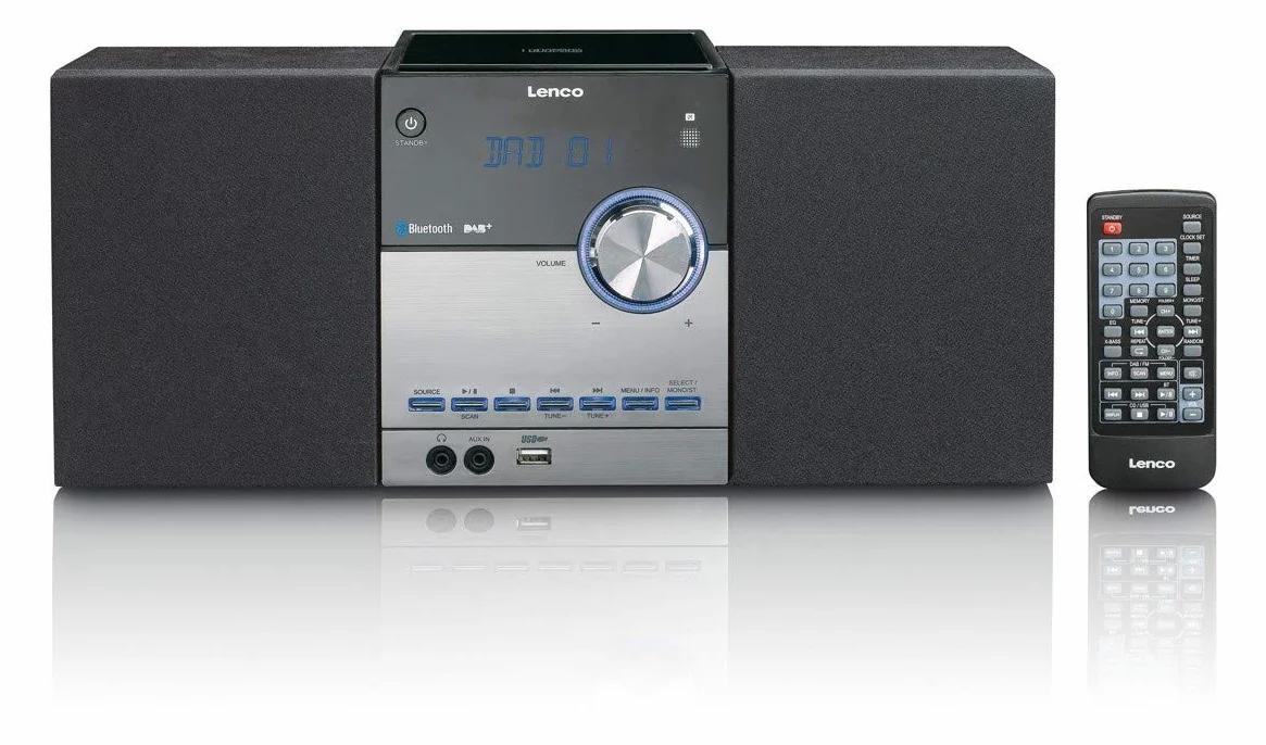 Lenco MC-150 Compact Stereo Radio FM CD MP3 Bluetooth USB 2x10W Nero