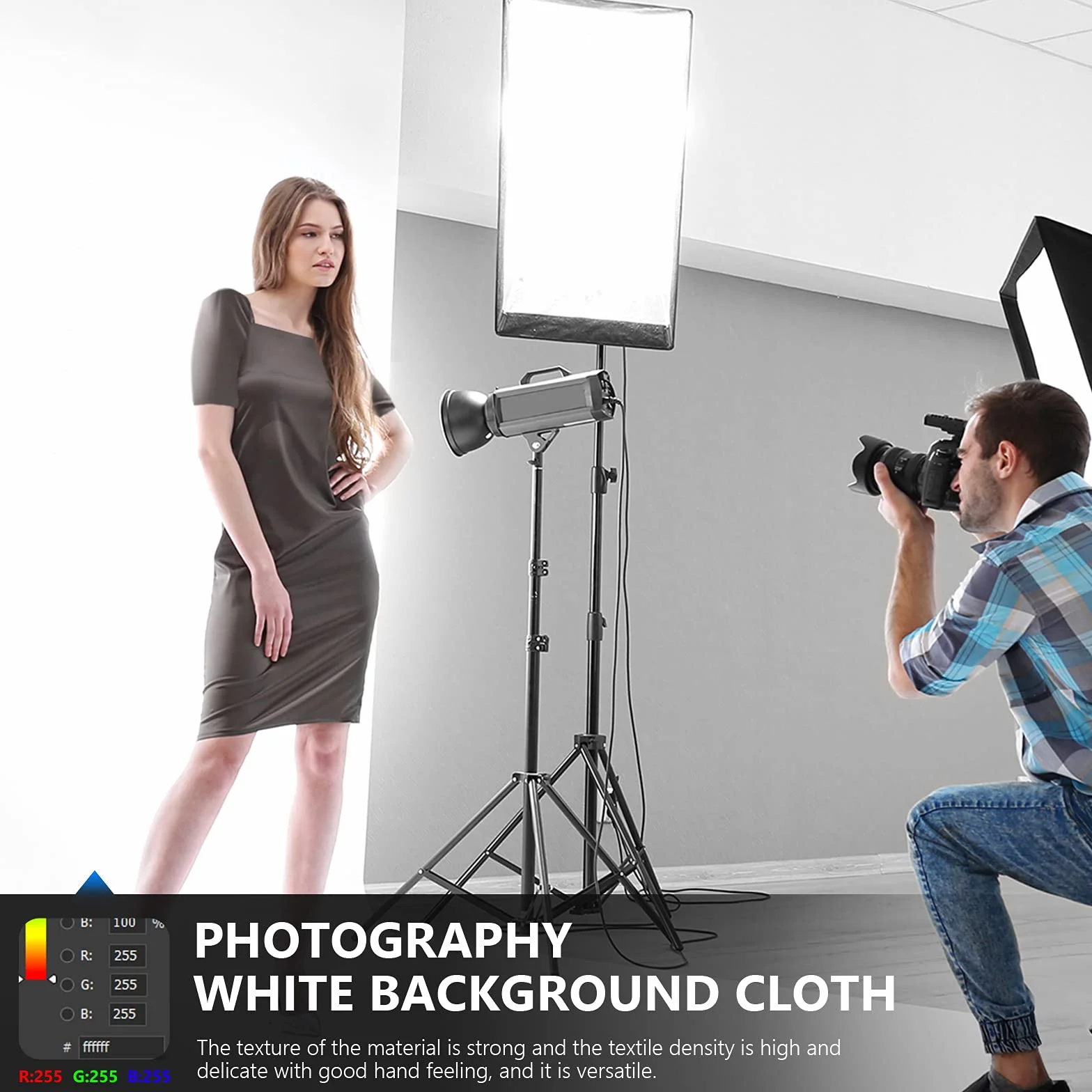 NEEWER Fondale Pieghevole per Studio Fotografico 1,8x2,8 metri in Puro Poliestere al 100% per Fotografia, Video e Televisione (Solo Sfondo) - Bianco